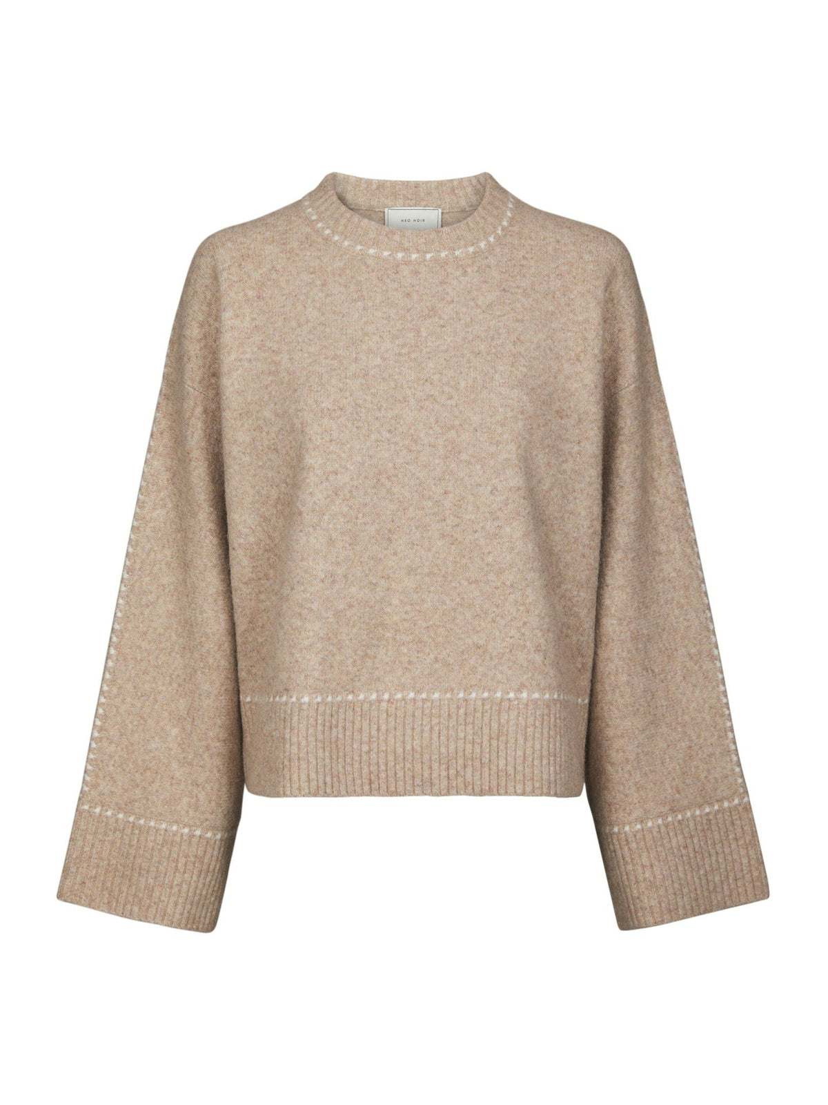 Roeme knit stitch blouse beige melange