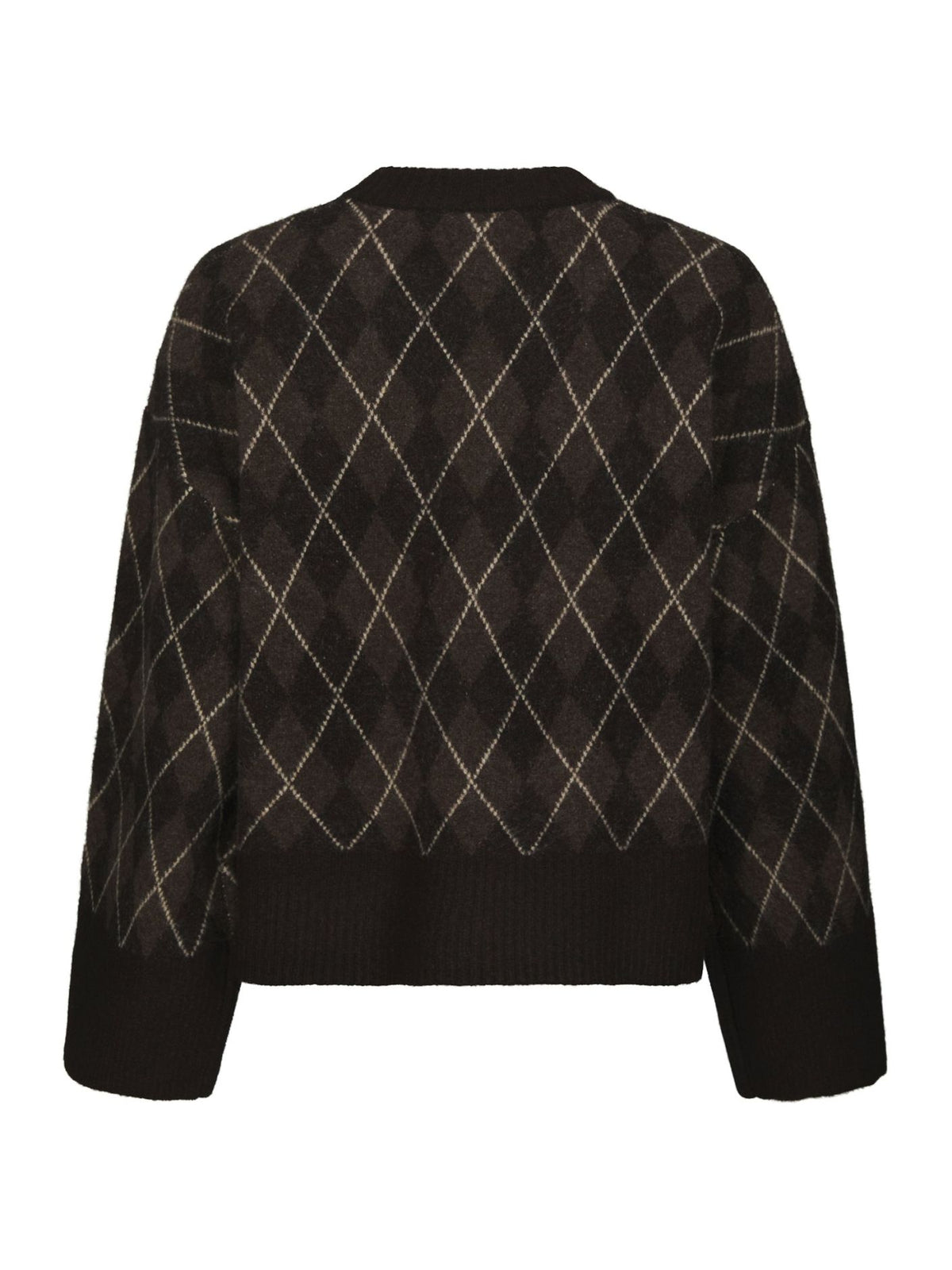 Kick Check Knit Blouse Dark Brown