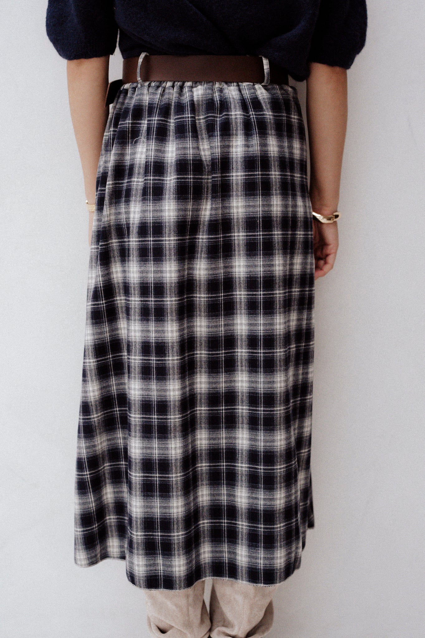 Evy ruit rok blauw met riem