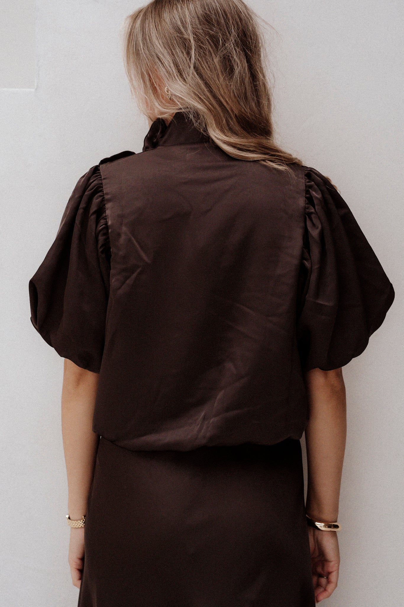 Parisa Heavy Sateen Blouse Dark Brown