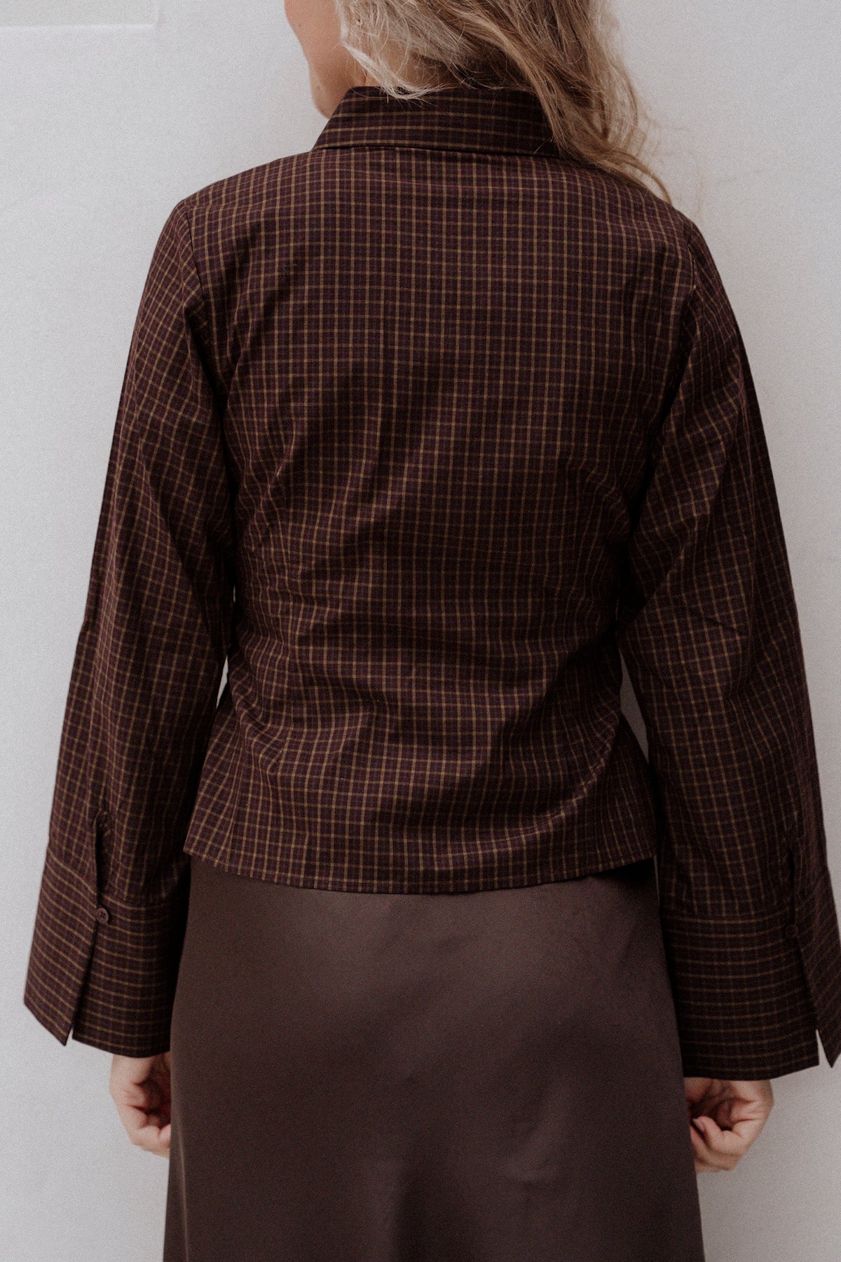 Fenli Small Check Shirt Aubergine