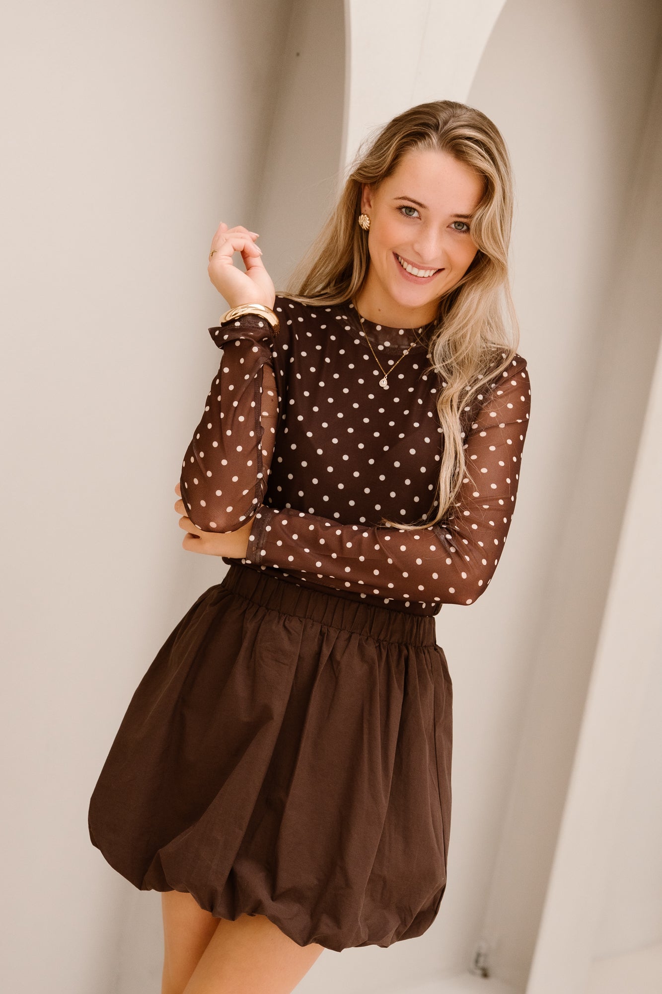 Bailey Top Brown/Ecru