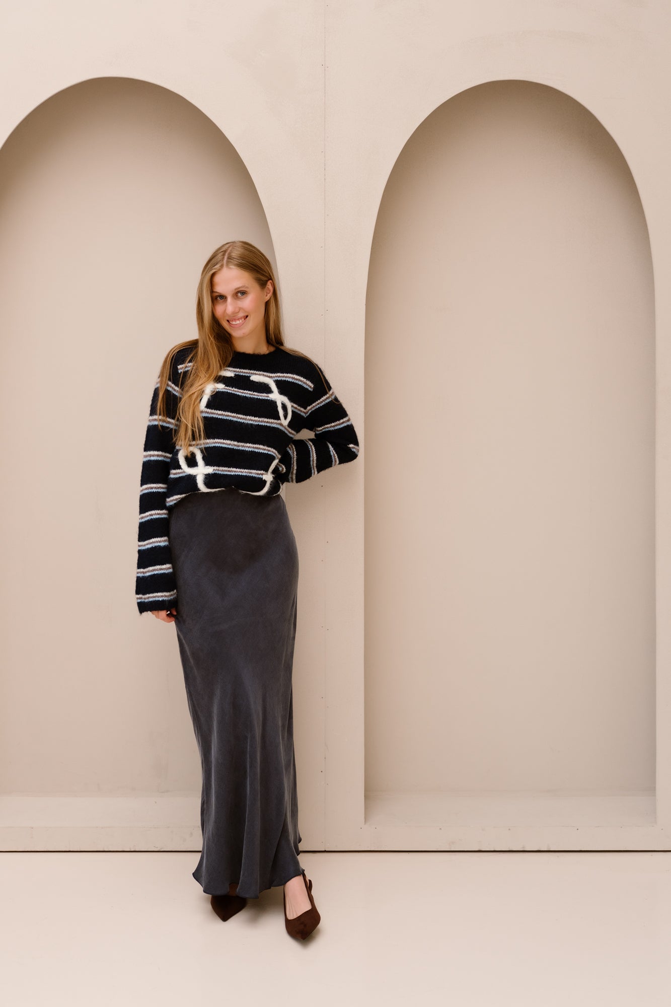 Mitzy knit top navy blue/vanilla