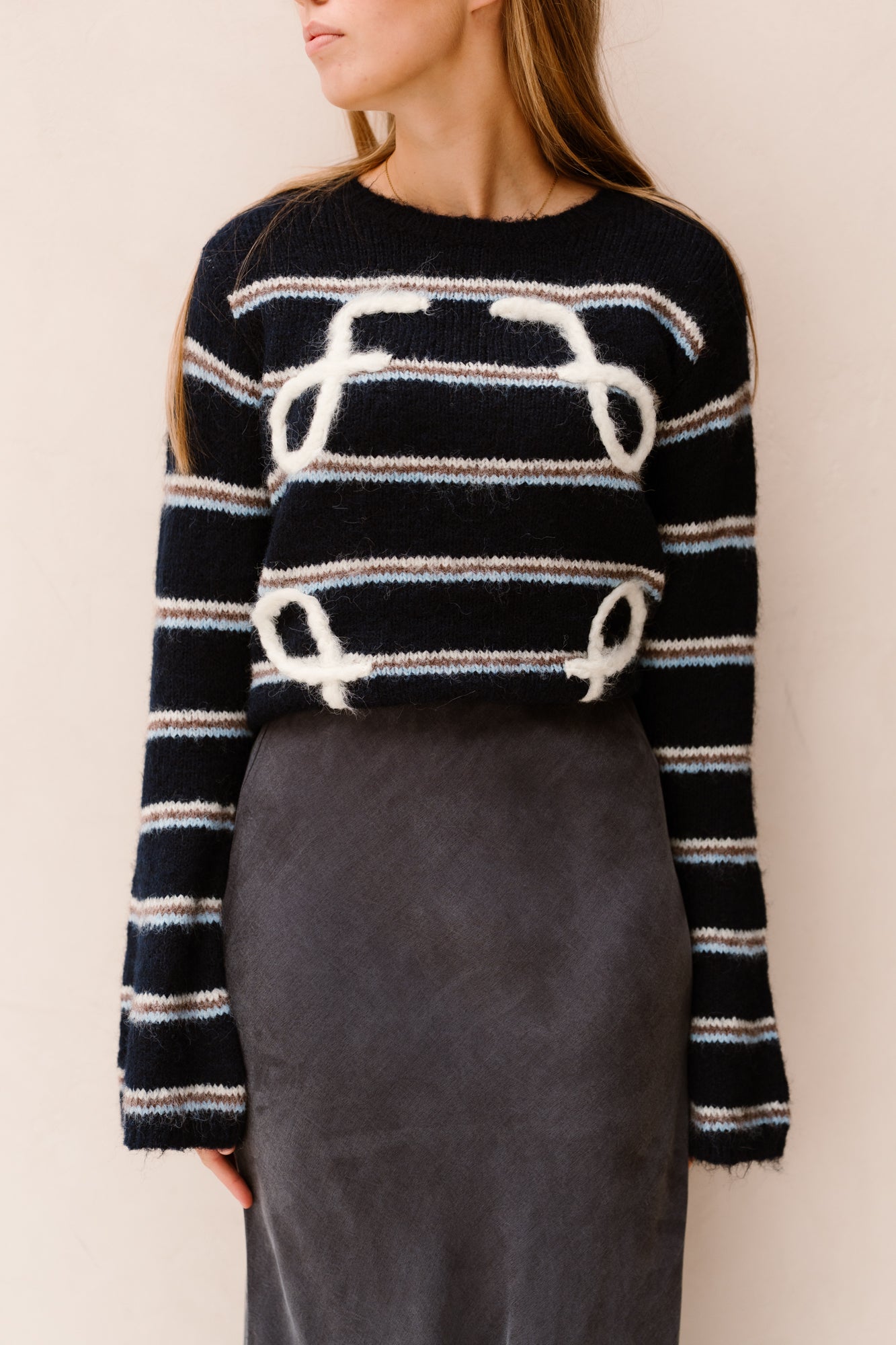 Mitzy knit top navy blue/vanilla