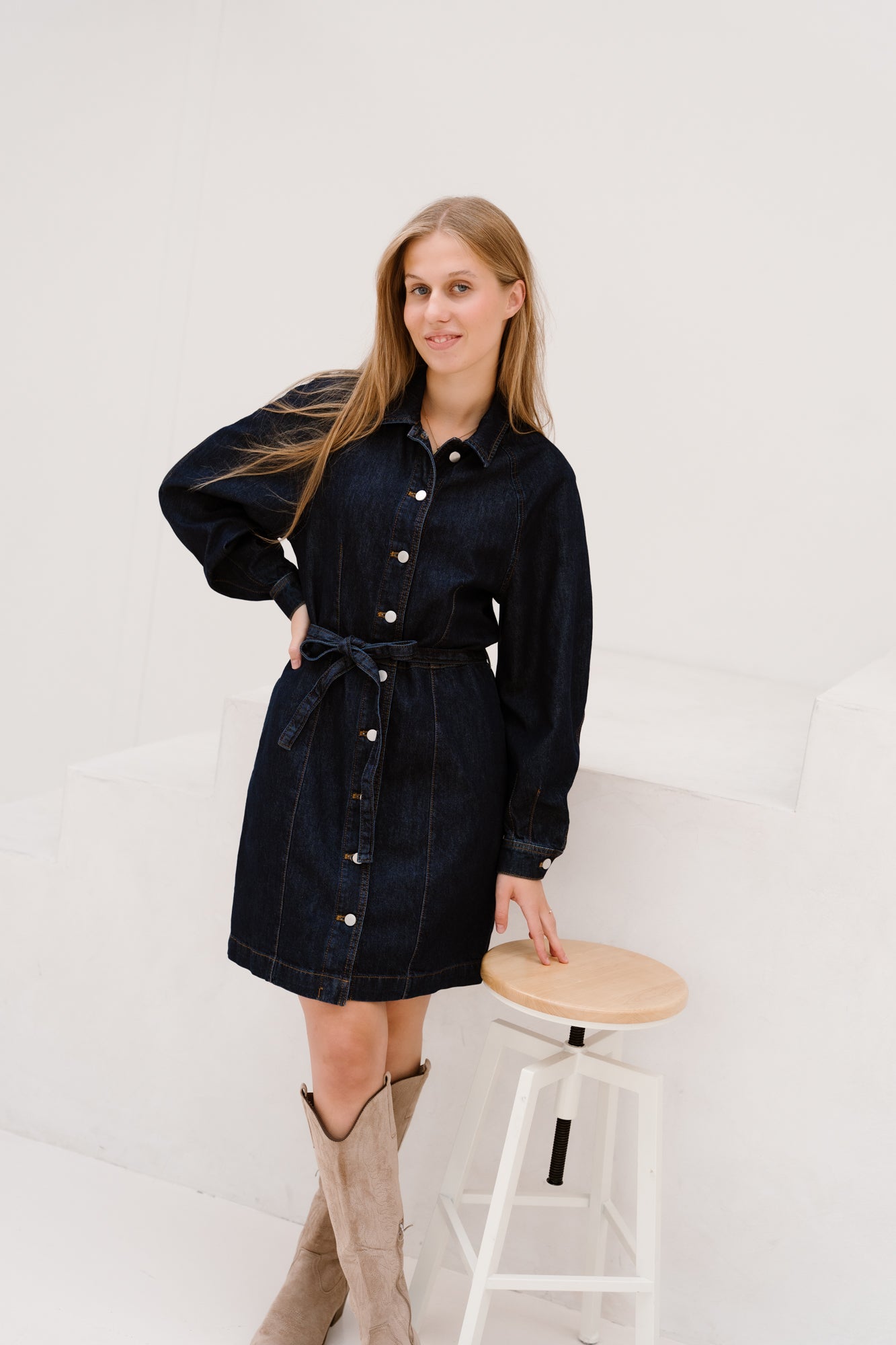 MSCHSana L/S Denim Shirt Dress Dark Blue Wash