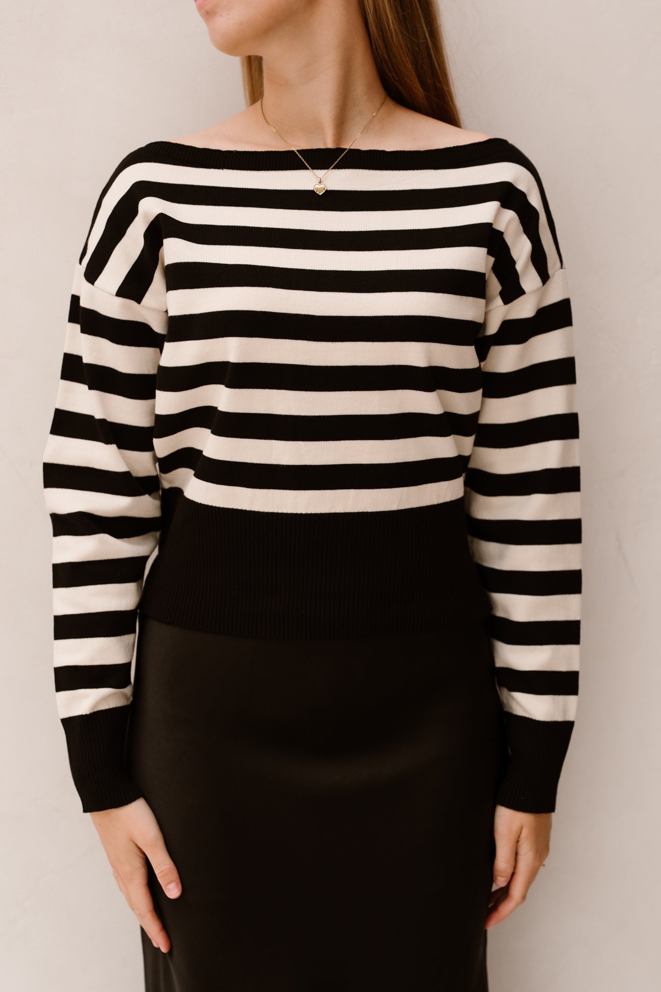 Emy Stripe Top Schwarz Creme
