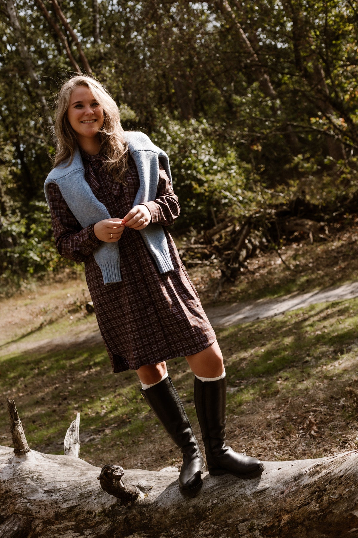 Jola check dress blue/brown