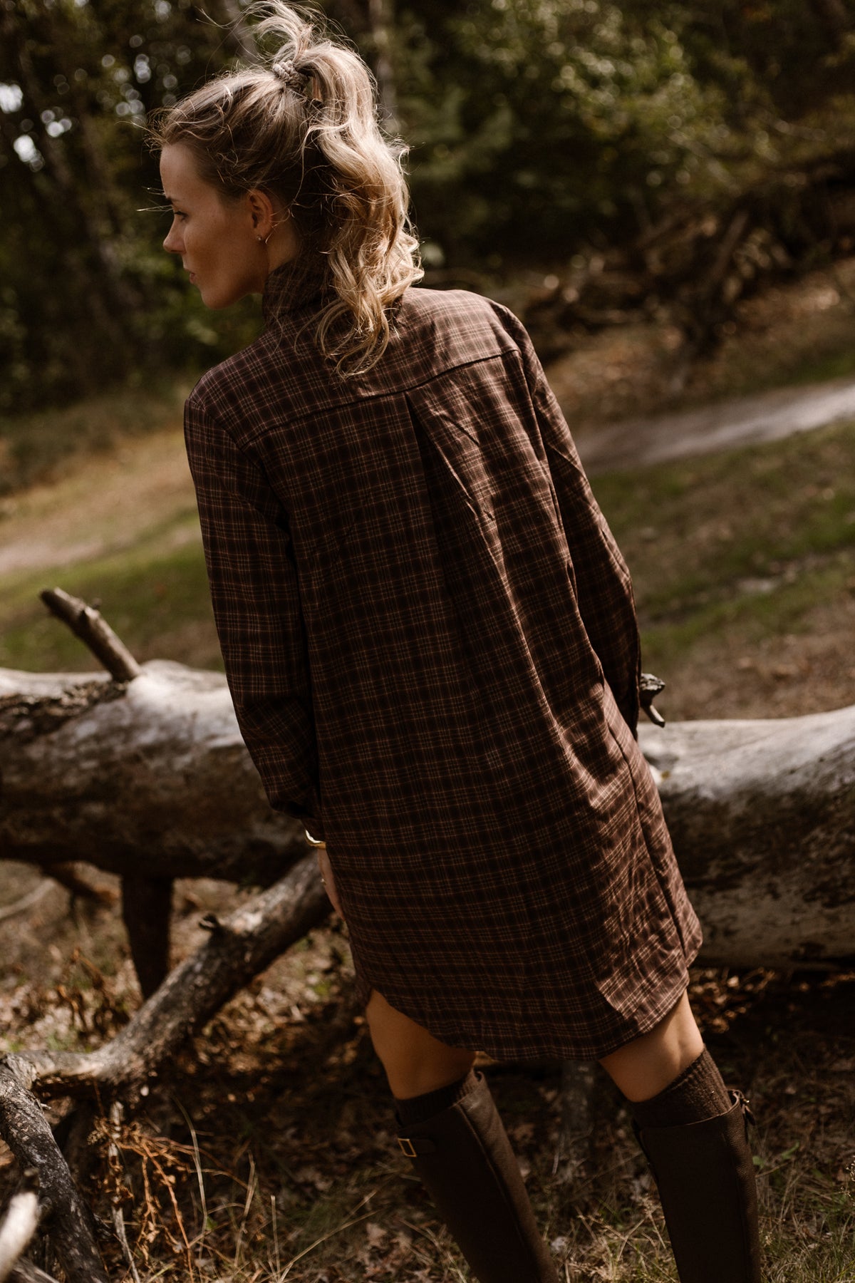 Jola check dress brown/beige
