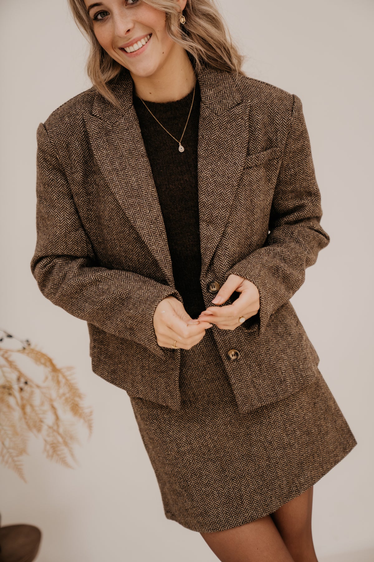 Fiona herringbone jacket coffee
