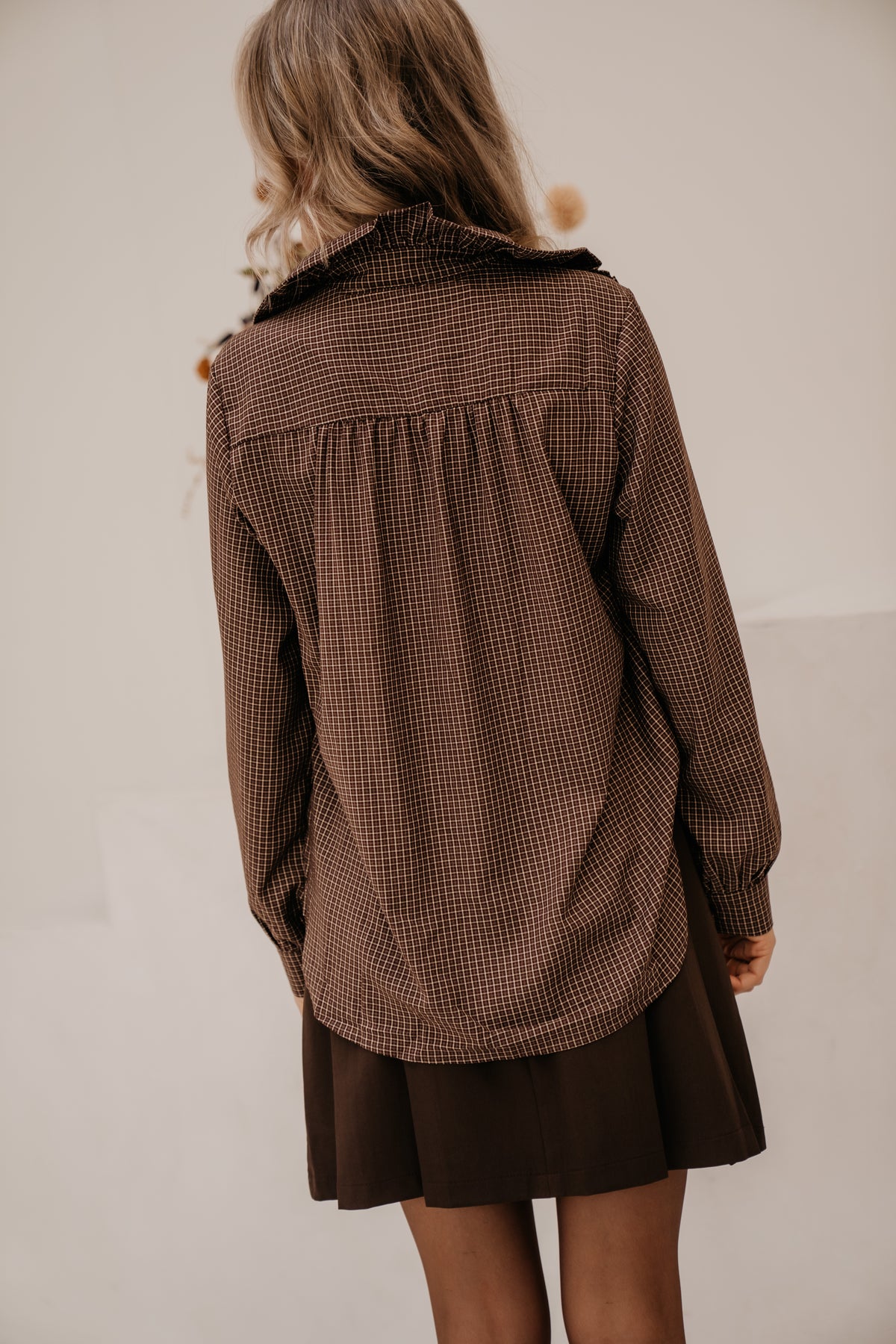 Eefje check blouse brown