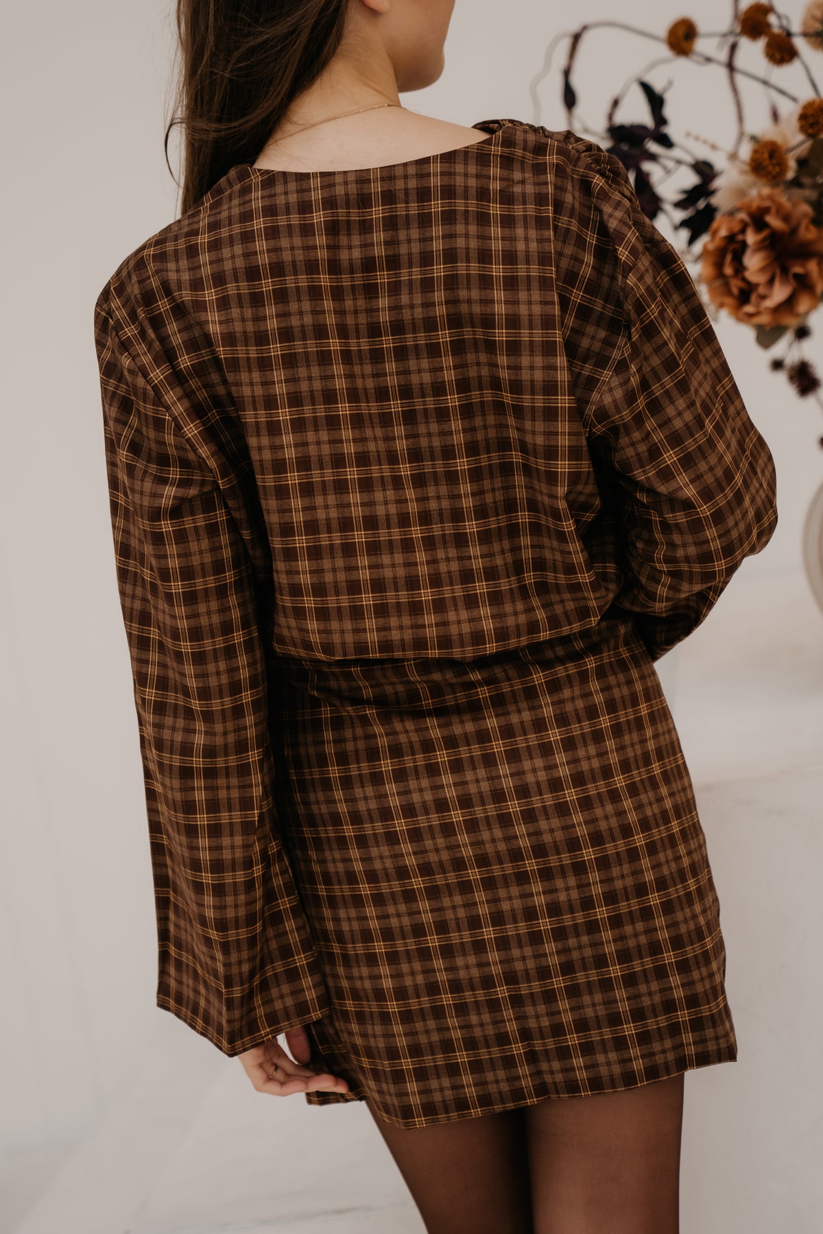 Fraukje check dress brown