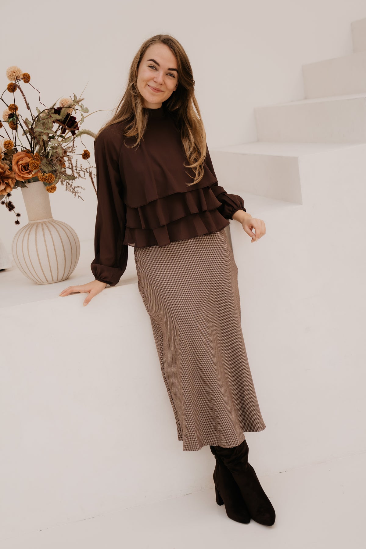 Cato skirt ruit bordeaux