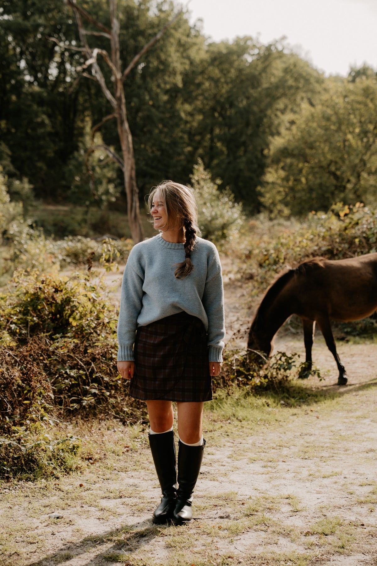 Ruit rokje blauw-bruin