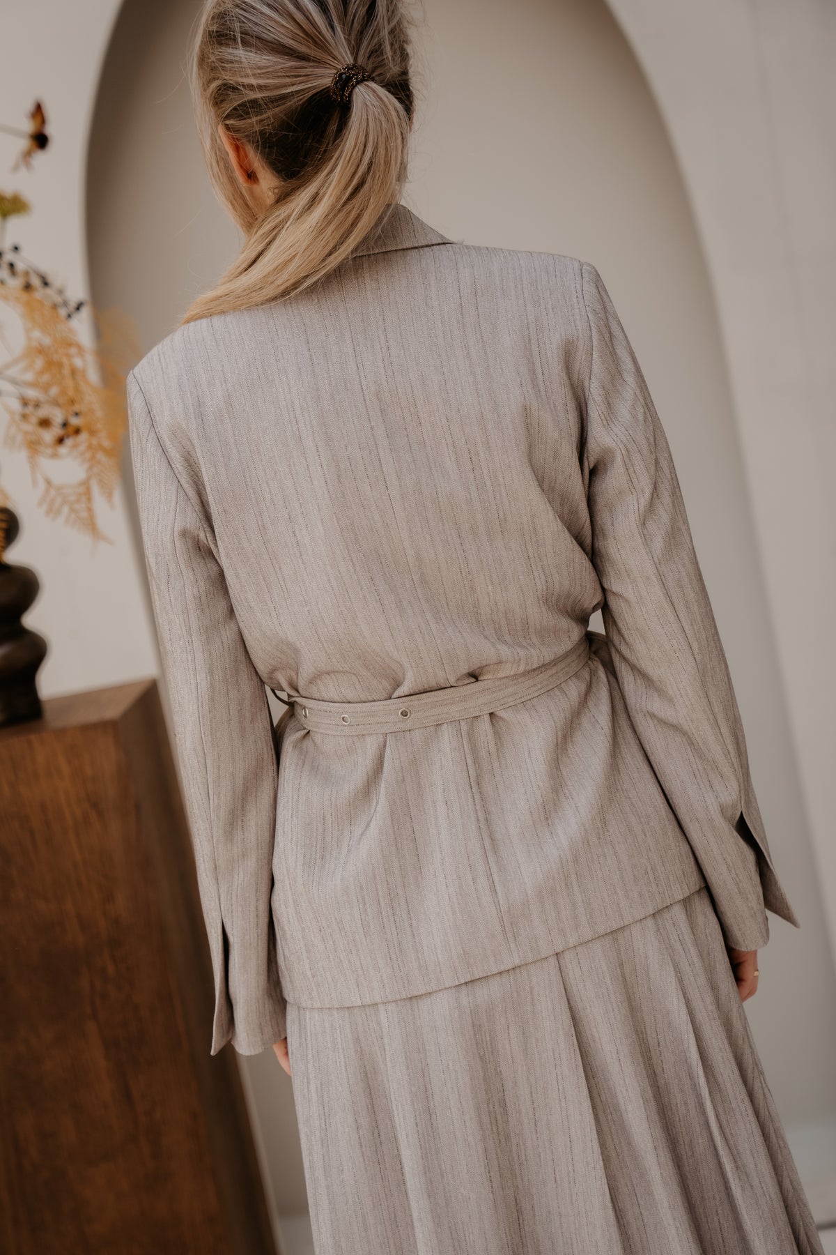 Objnimra LS double row blazer grey