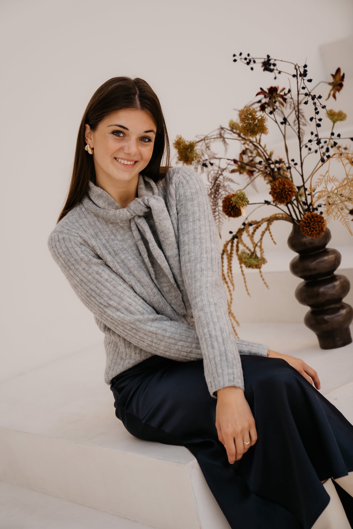 Yasdolly LS knit cardigan grey