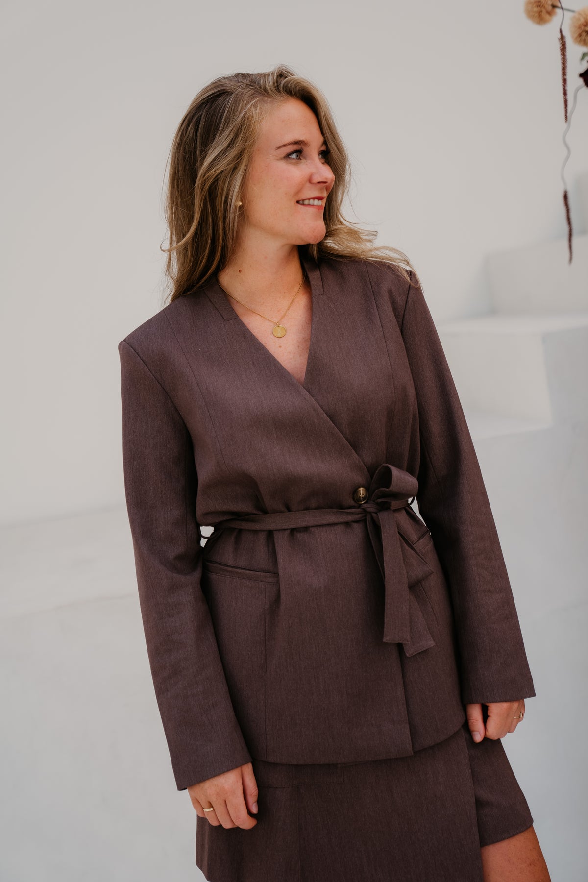 Objlisa LO L-S Belt blazer brown