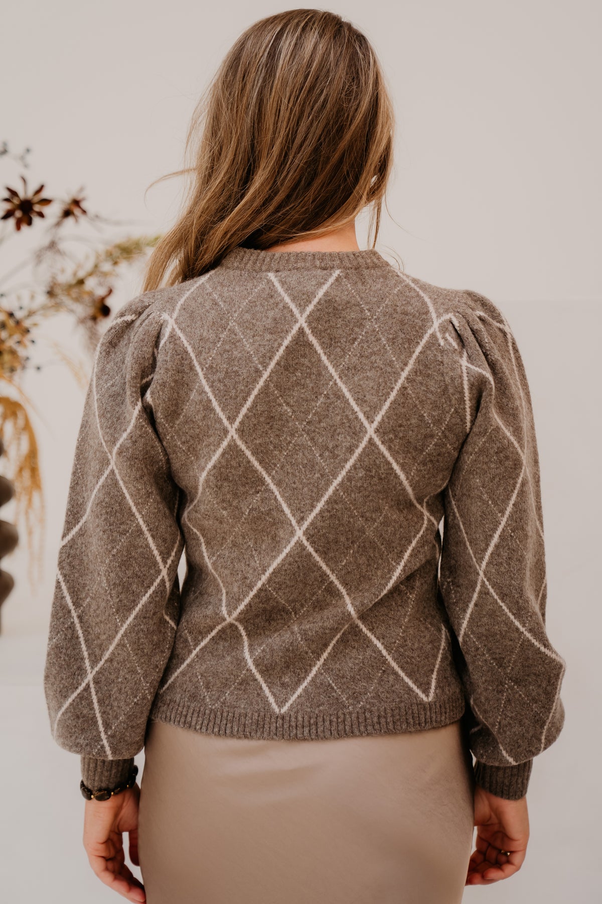 Koteas Check Knit Cardigan Taupe