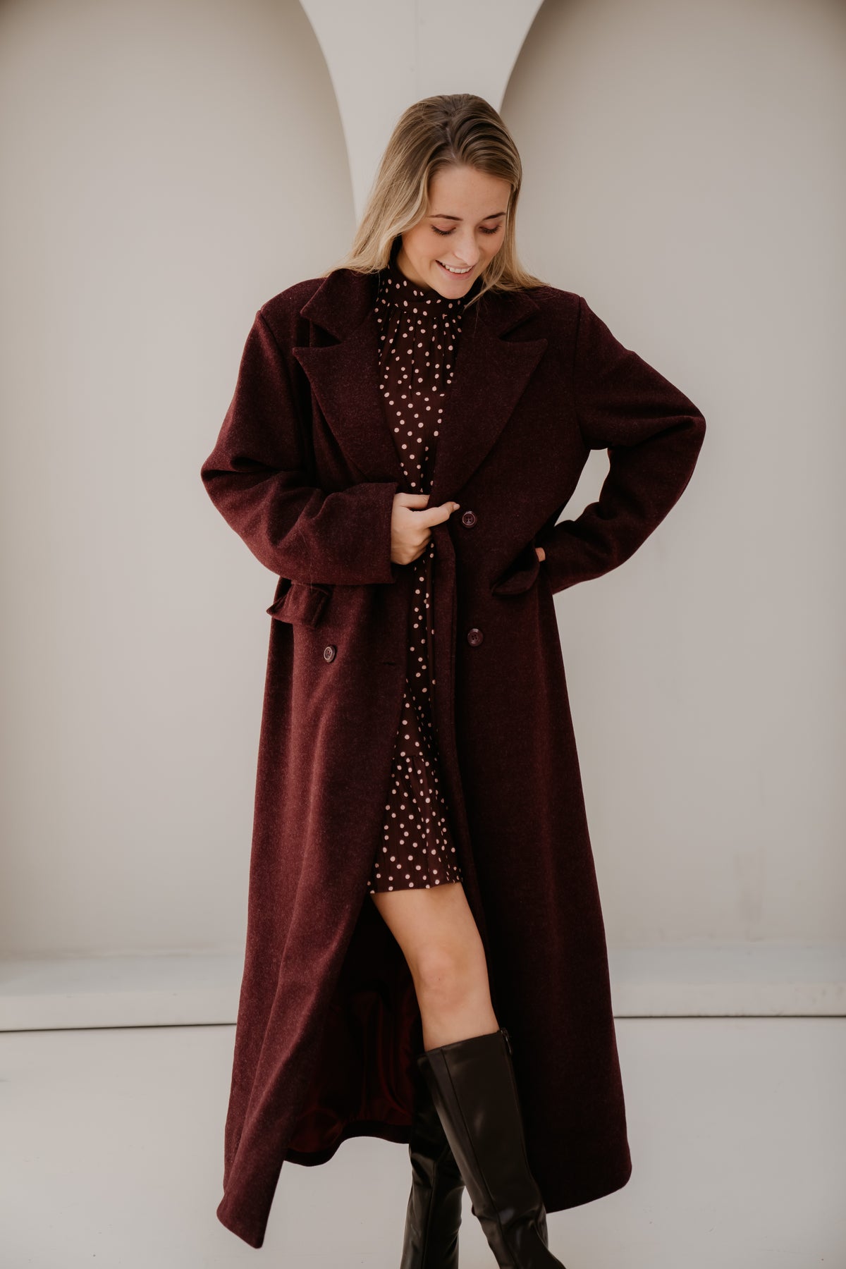 Amke bordeaux maxi coat