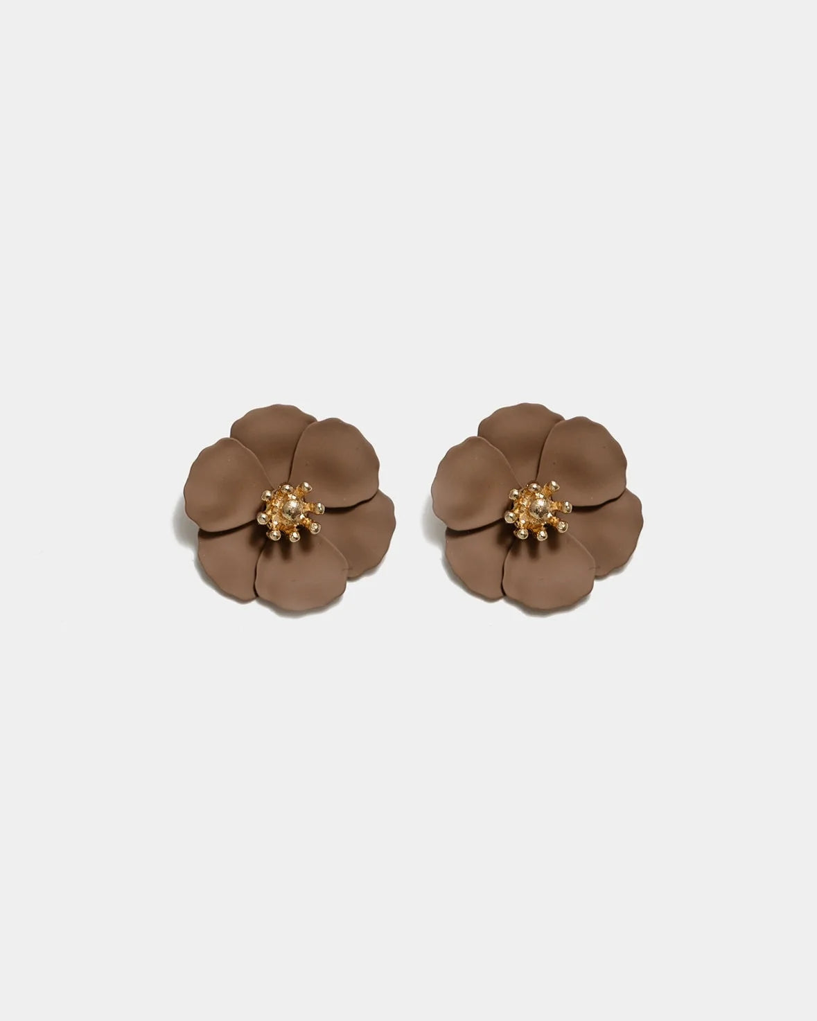 BOW19 earrings Flower Small Light brown