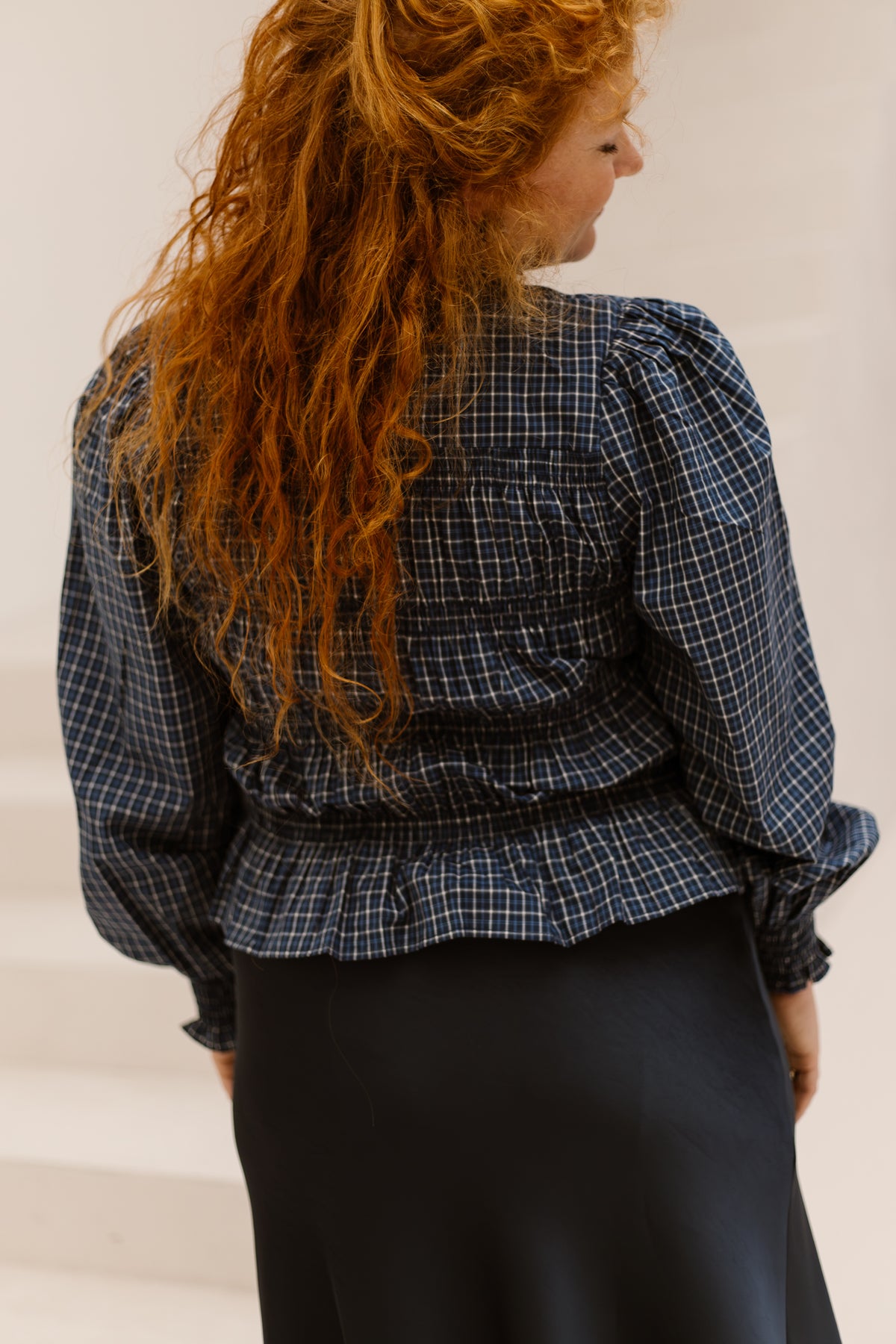 Marcia check blouse blue