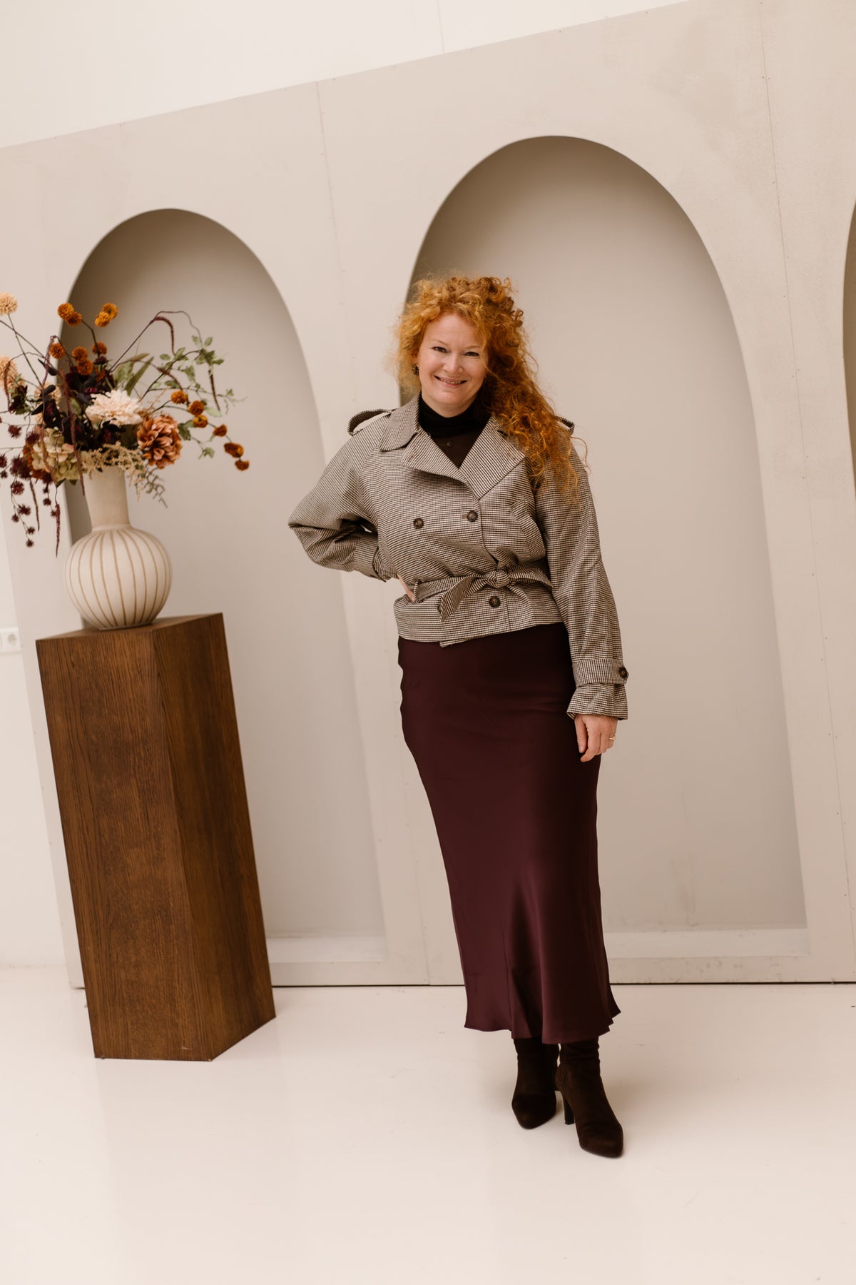 Nelissa check jacket taupe