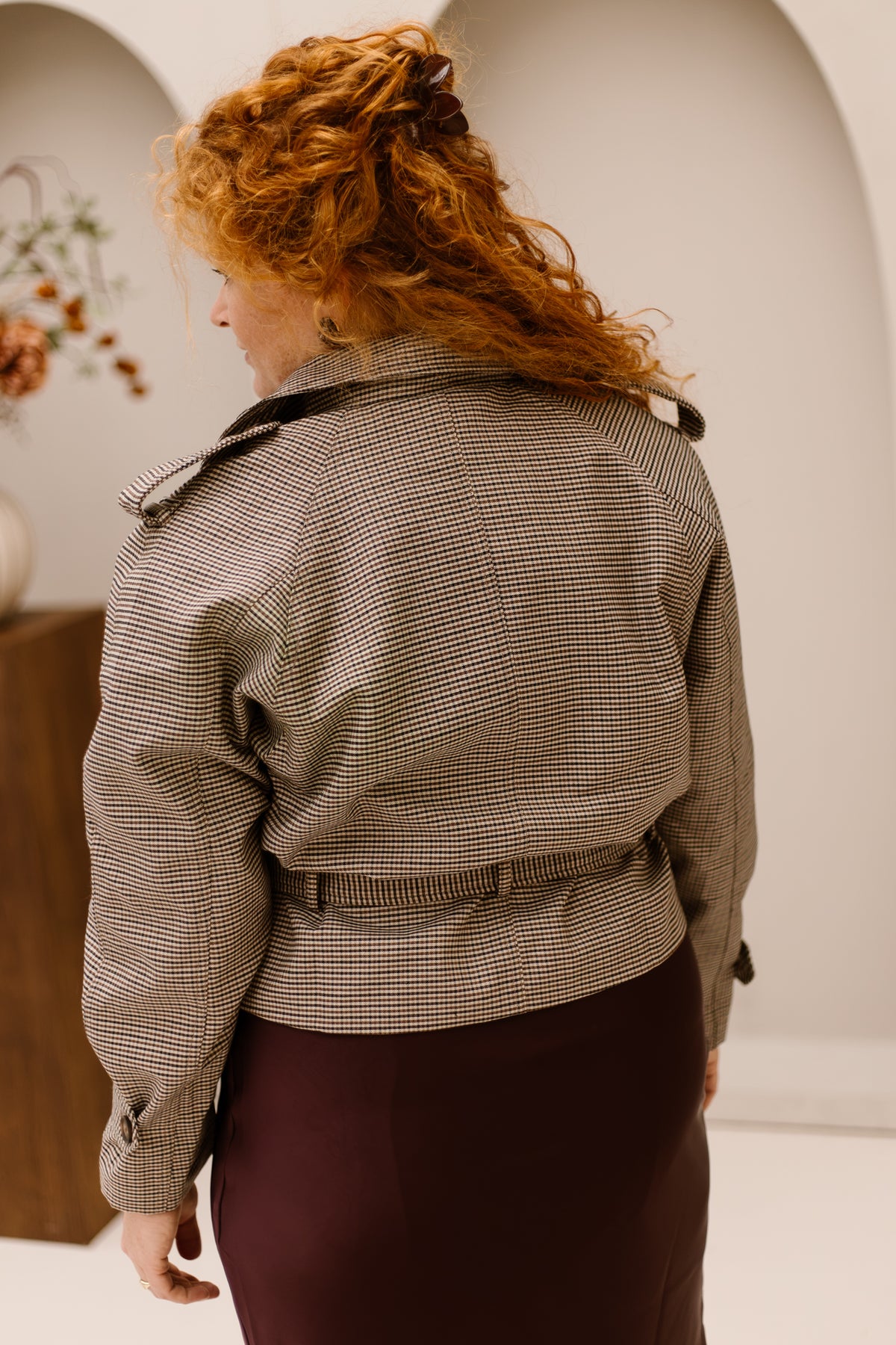 Nelissa check jacket taupe