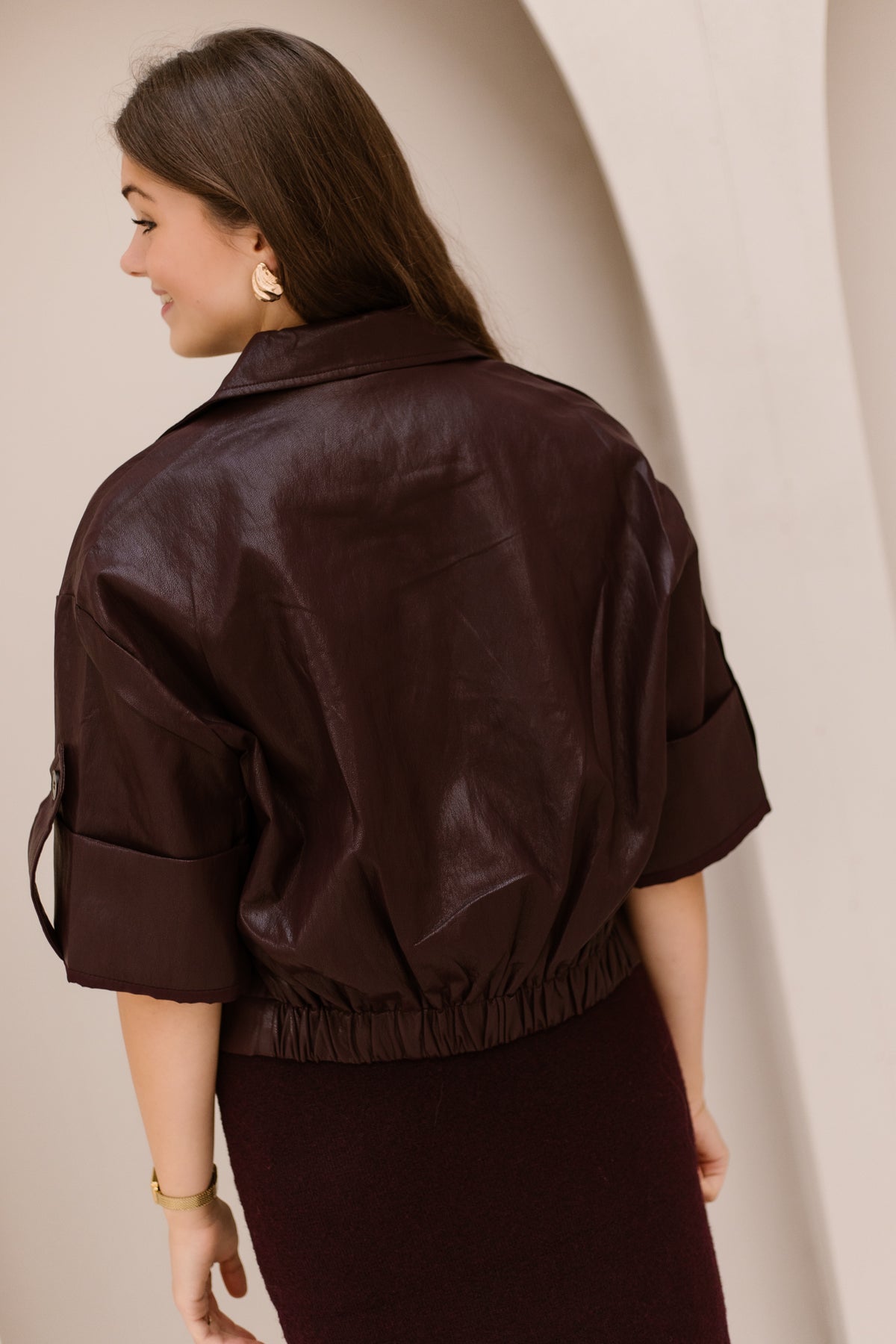 Holly Leather Jacket Bordeaux