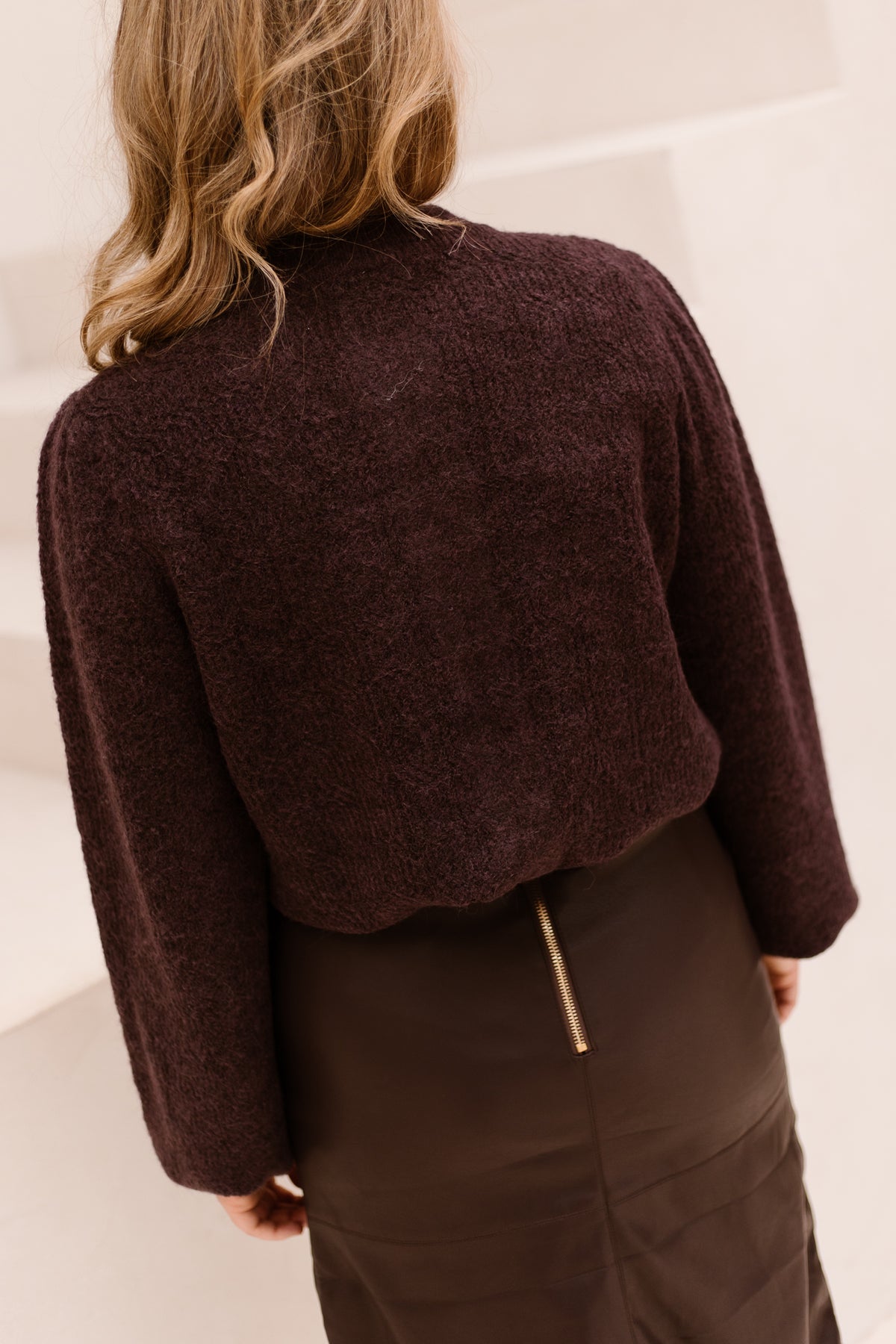 YASBonso LS Knit Cardigan Plum