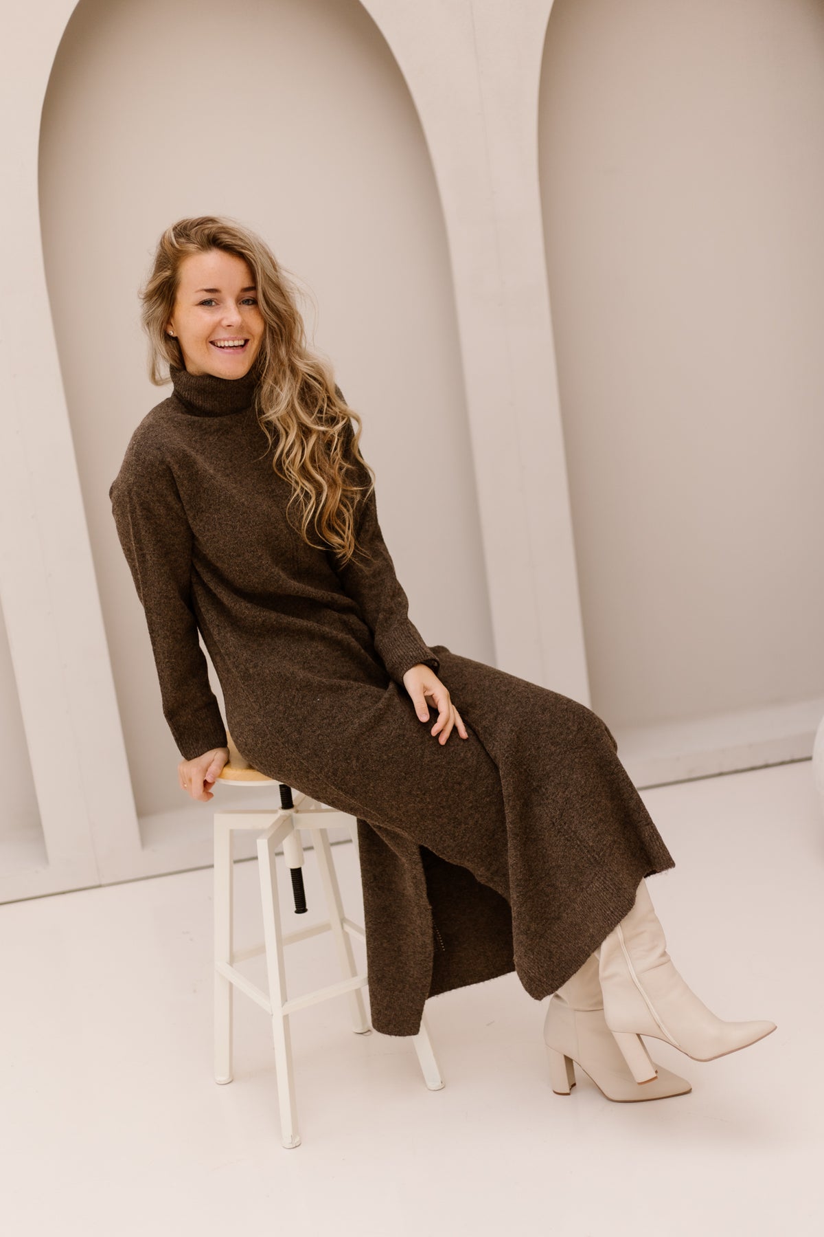 Objjuno L/S OZ Maxi Dress Morel/Melange