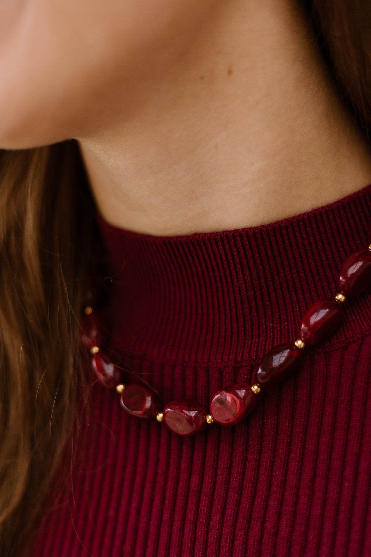 Ketting Kralen 13mm Karmozijnrood 219466