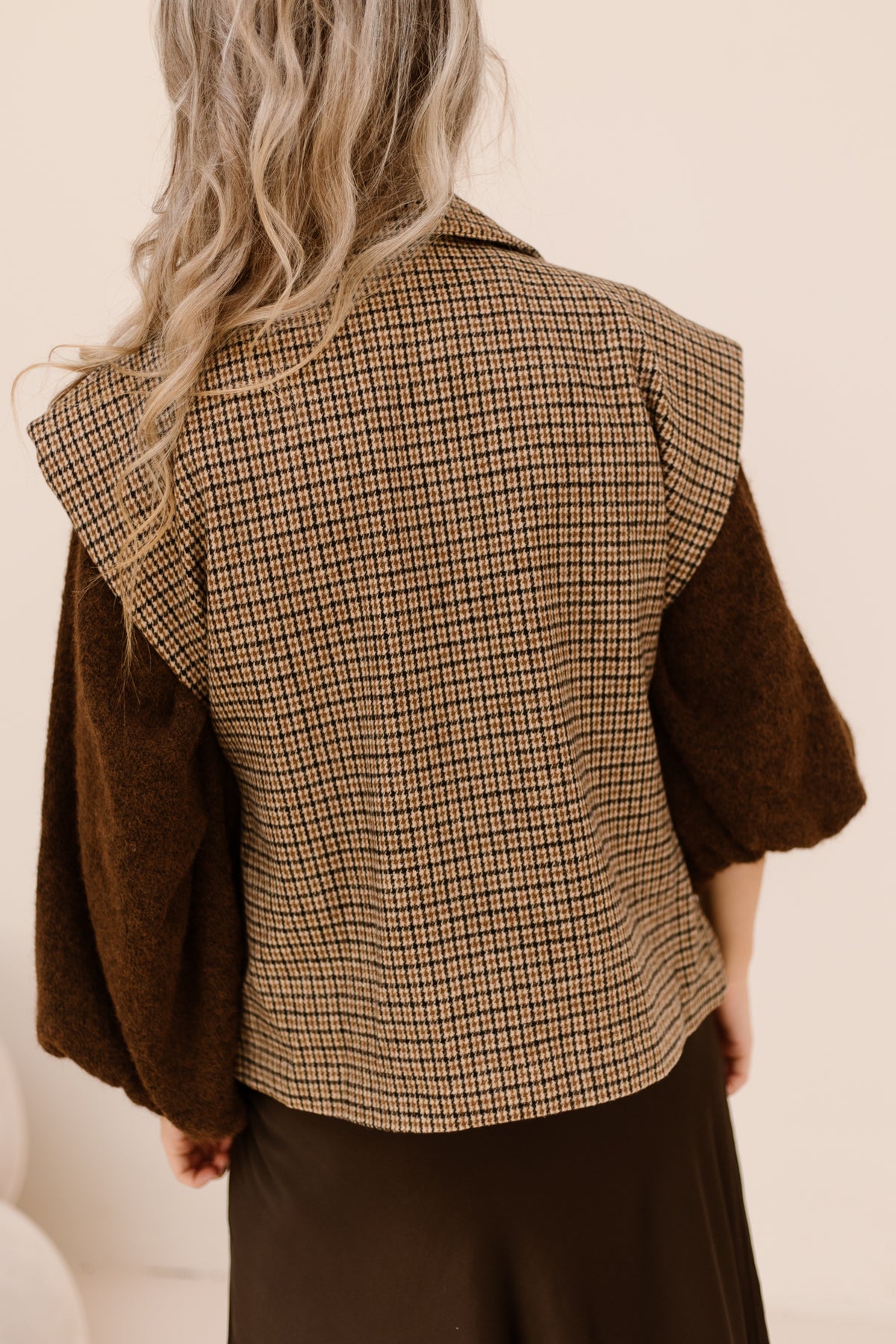 Ruit gilet Camel/black