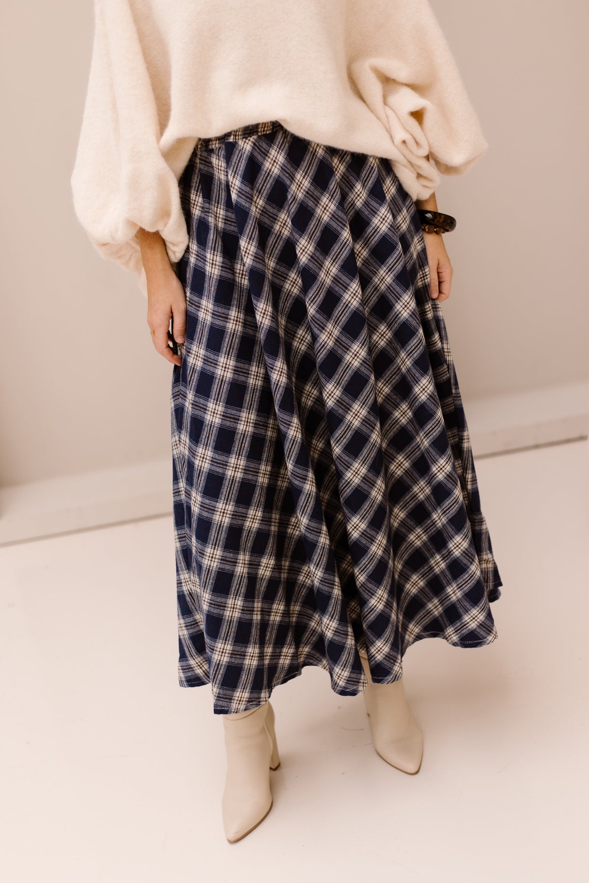 Hazel Check Skirt Blue