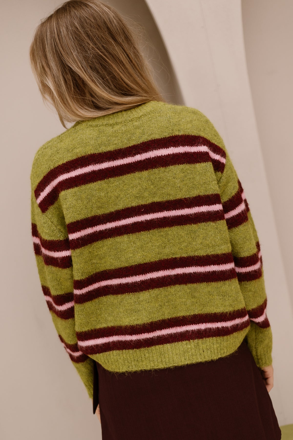 Groene trui streep burgundy