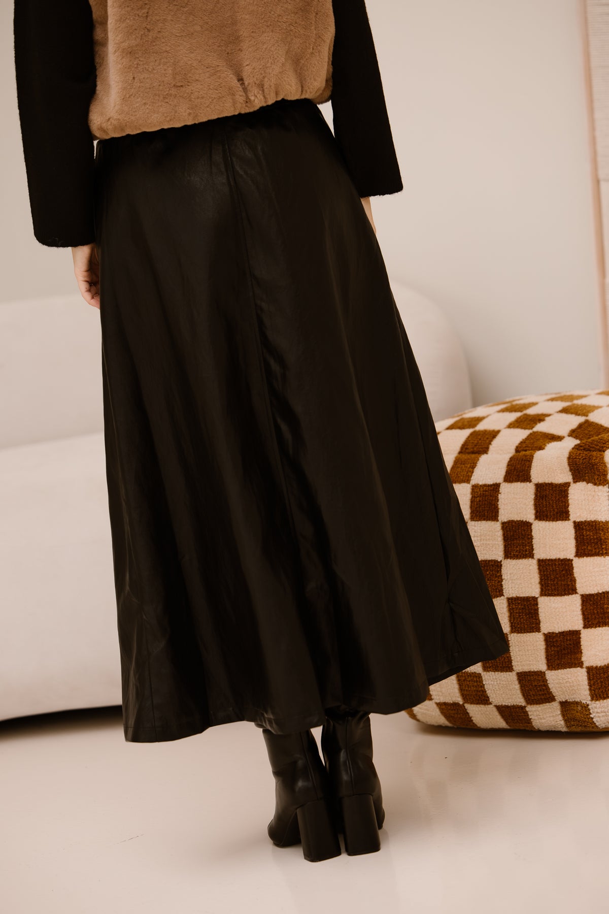 Celine leather skirt black