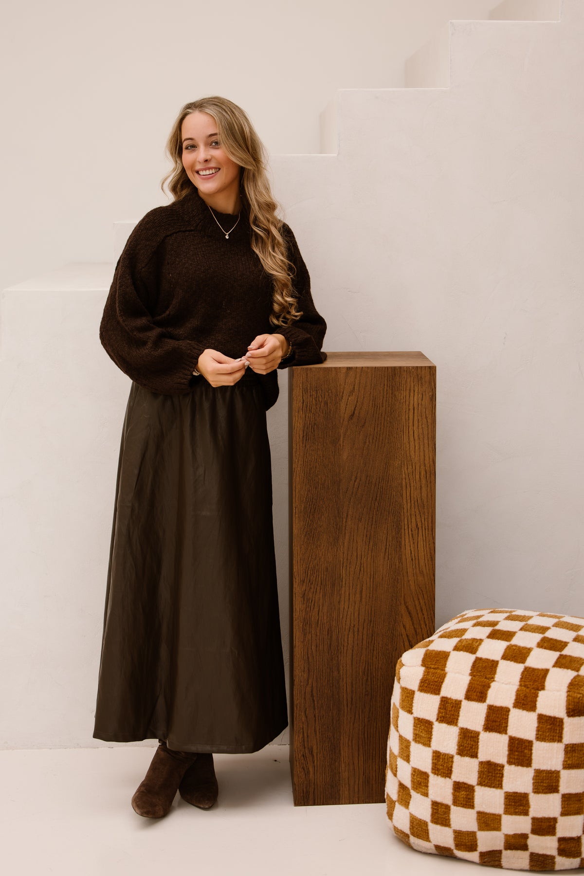 Celine leather skirt brown