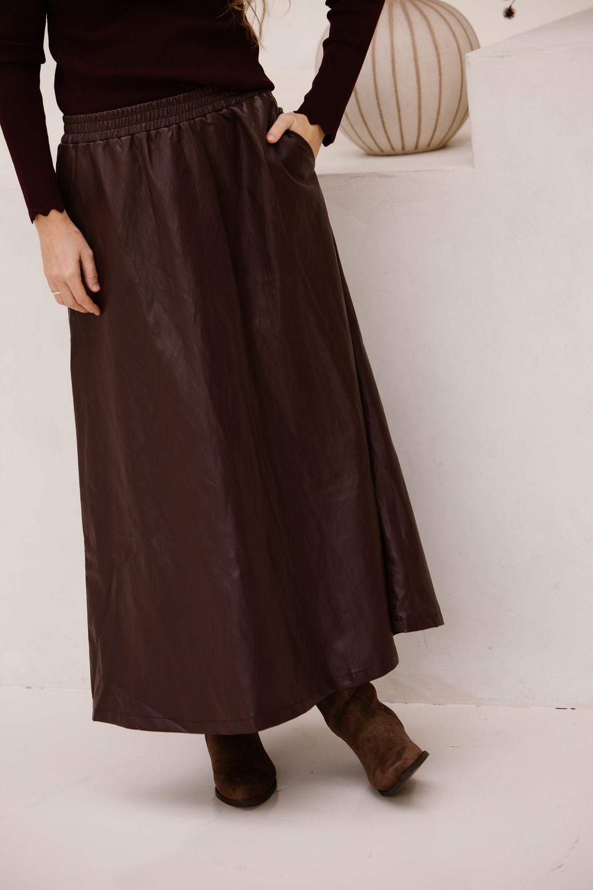 Celine leather skirt bordeaux