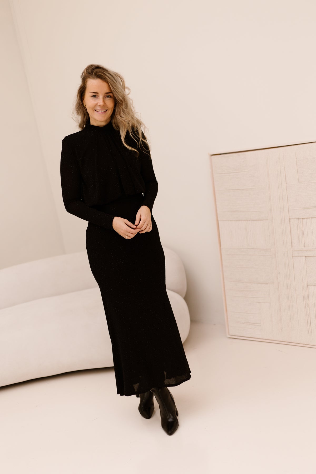 Faline glitter maxi dress black
