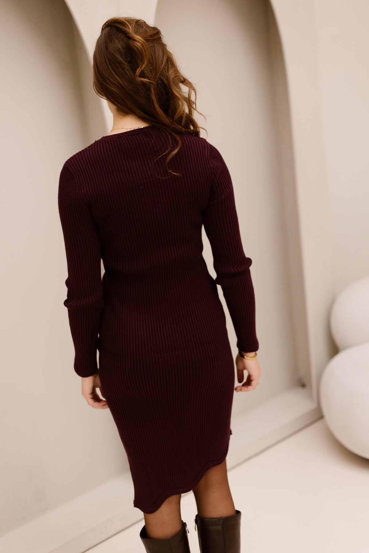 Fientje rib dress plum