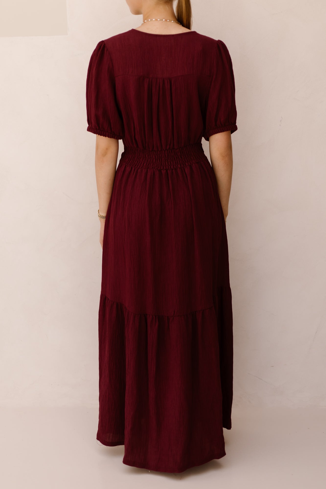 Alyssa knot dress bordeaux - Bij Keesje - Bij Keesje - Jurk