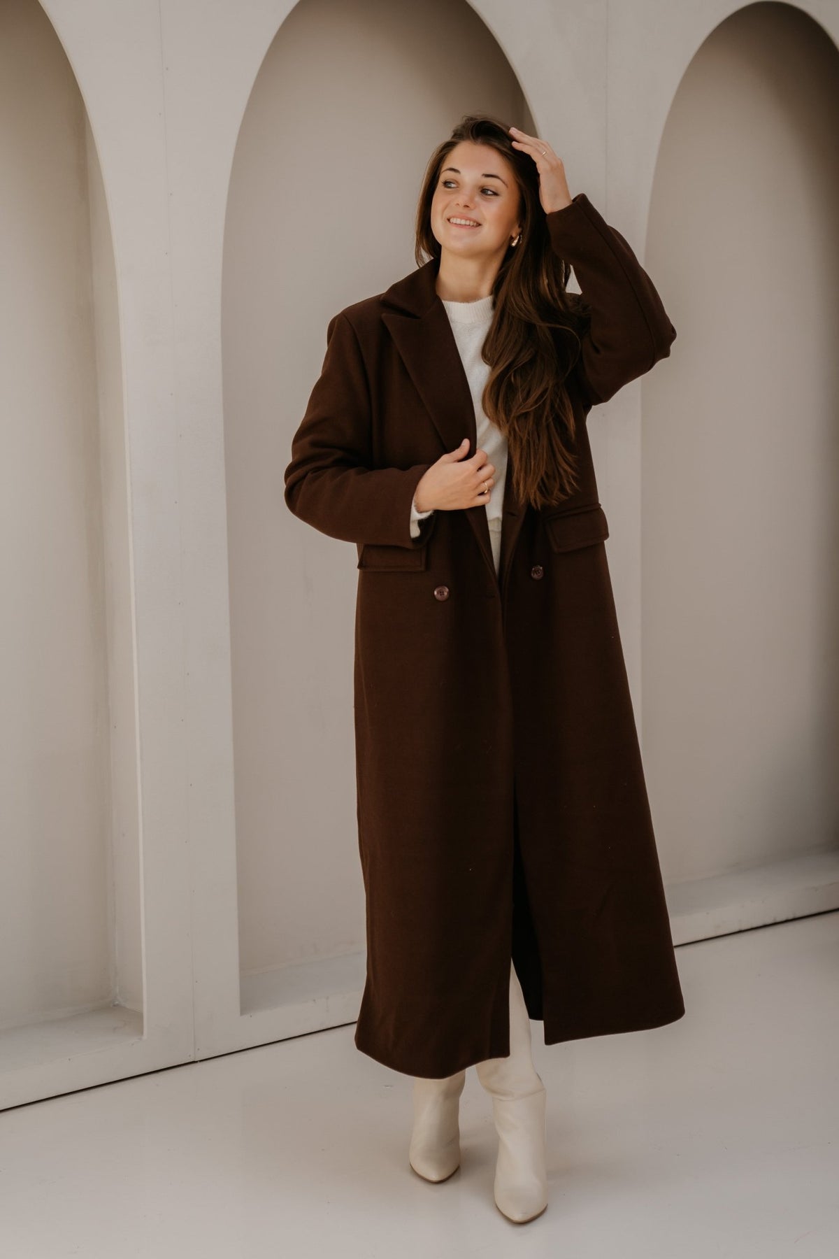 Amke brown maxi coat - Bij Keesje - Bij Keesje - Jas