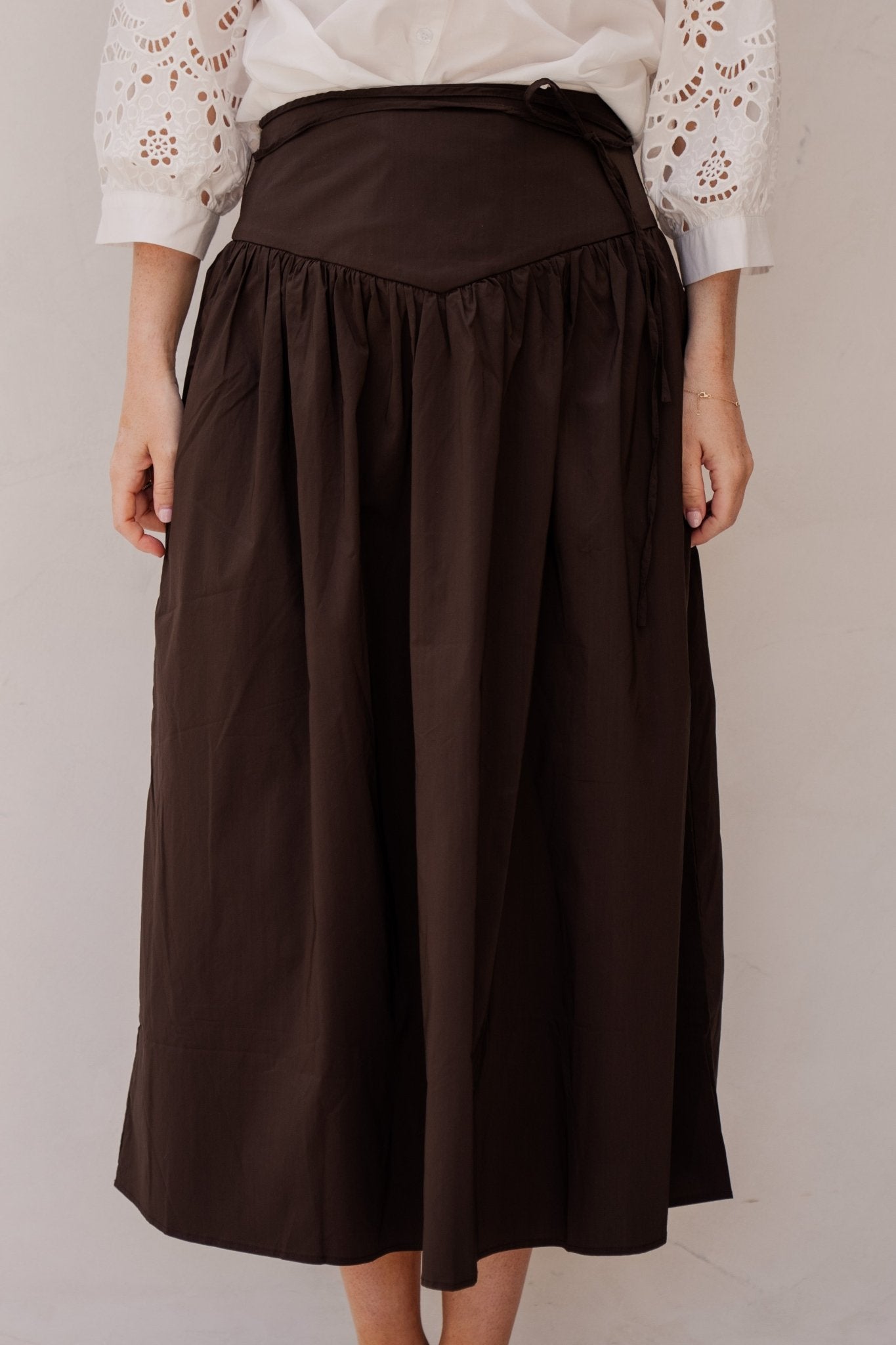 Anais Poplin Skirt Chocolate Brown - Bij Keesje - Neo Noir - rok