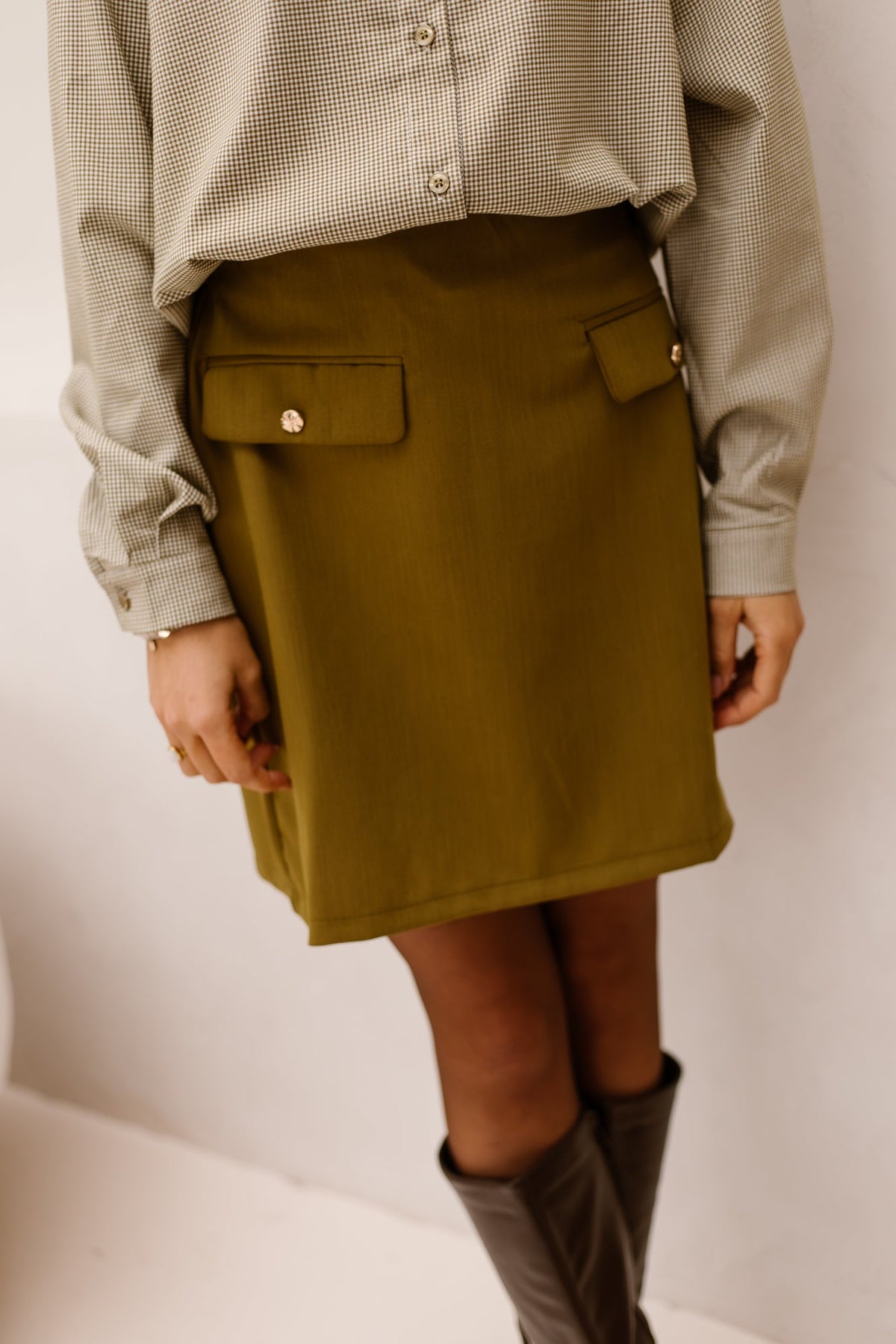 Aria button skirt green - Bij Keesje - Bij Keesje - Rok