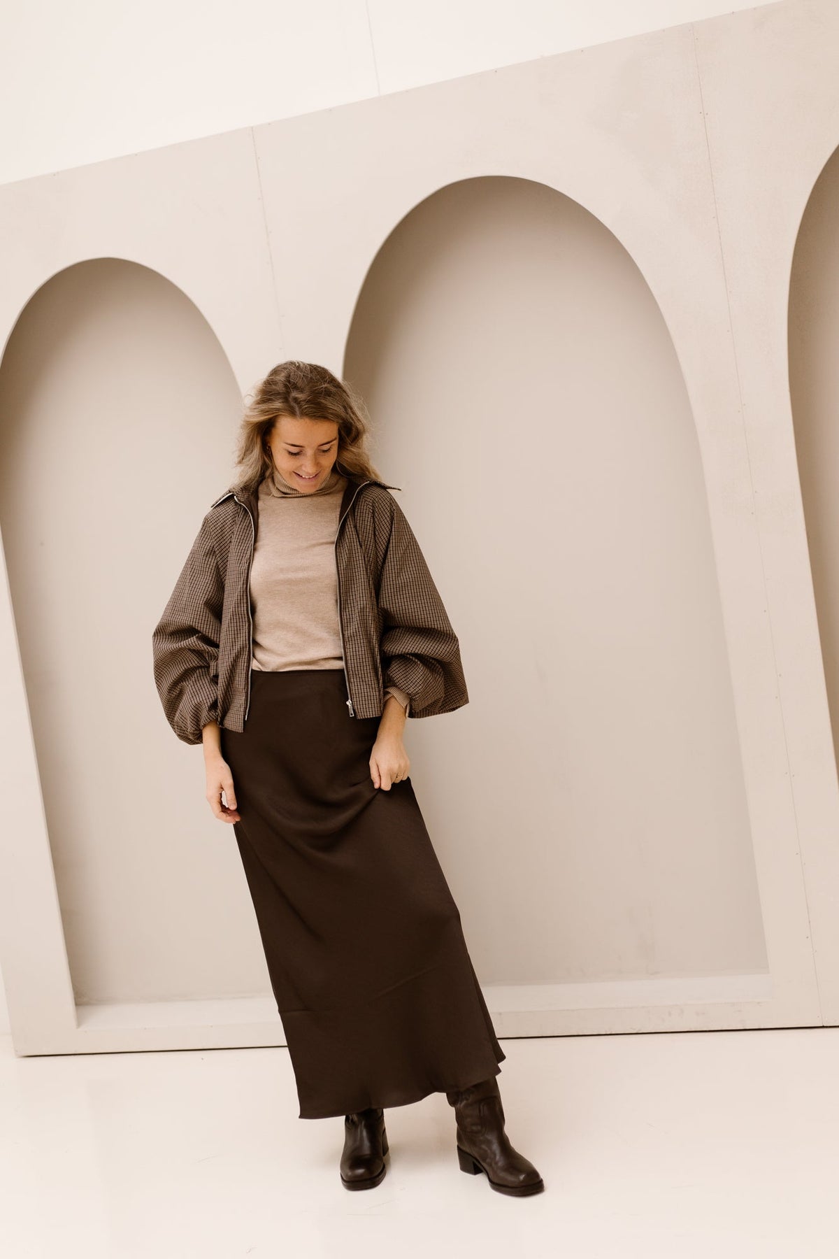 Assia jacket Ruit chocolate - Bij Keesje - Bij Keesje - Jas