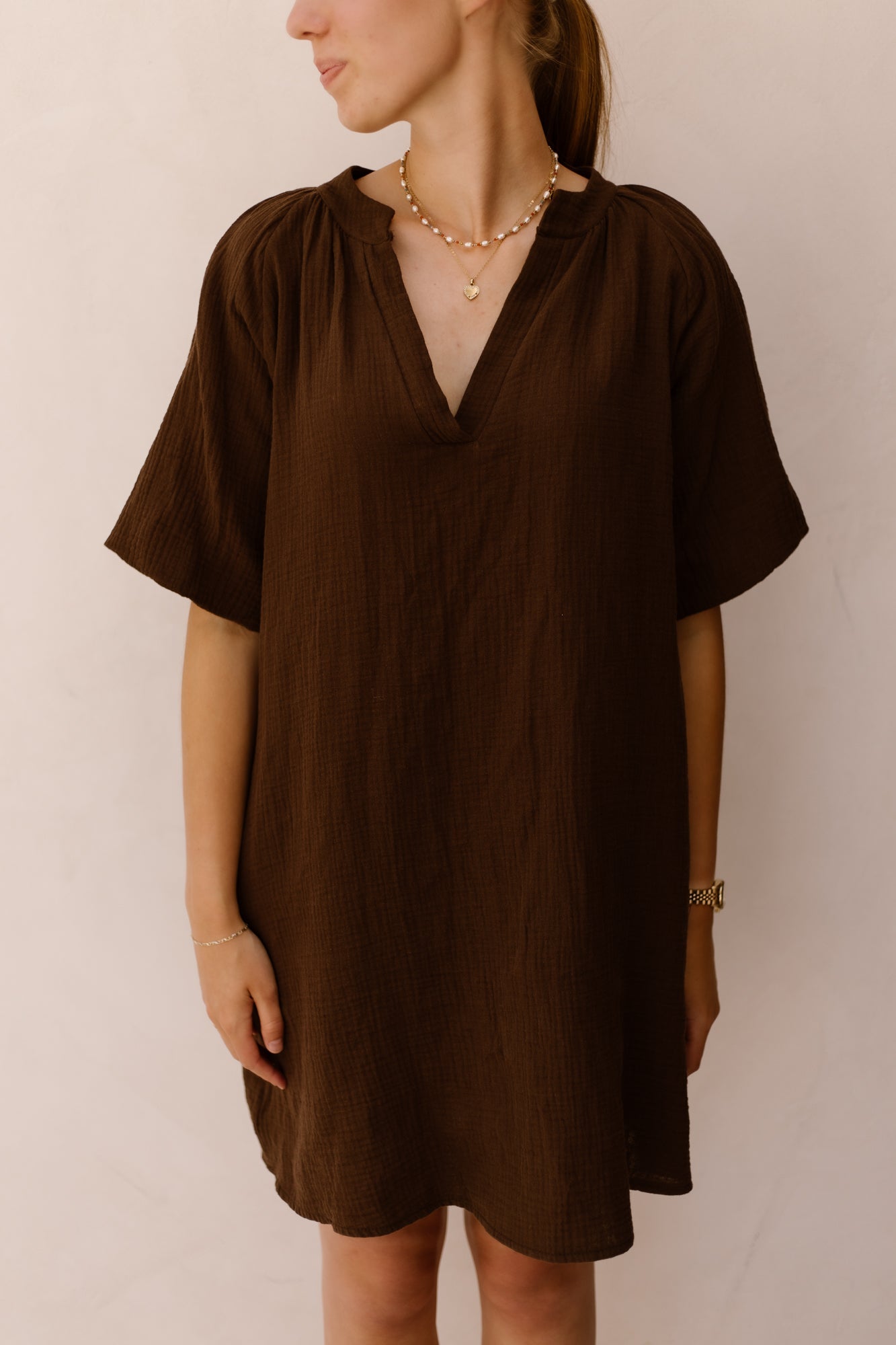 Azra mousseline dress brown - Bij Keesje - Bij Keesje - Jurk