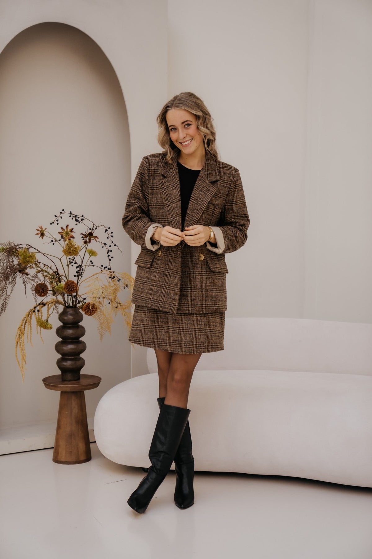 Barb check skirt brown - Bij Keesje - Bij Keesje - Rok