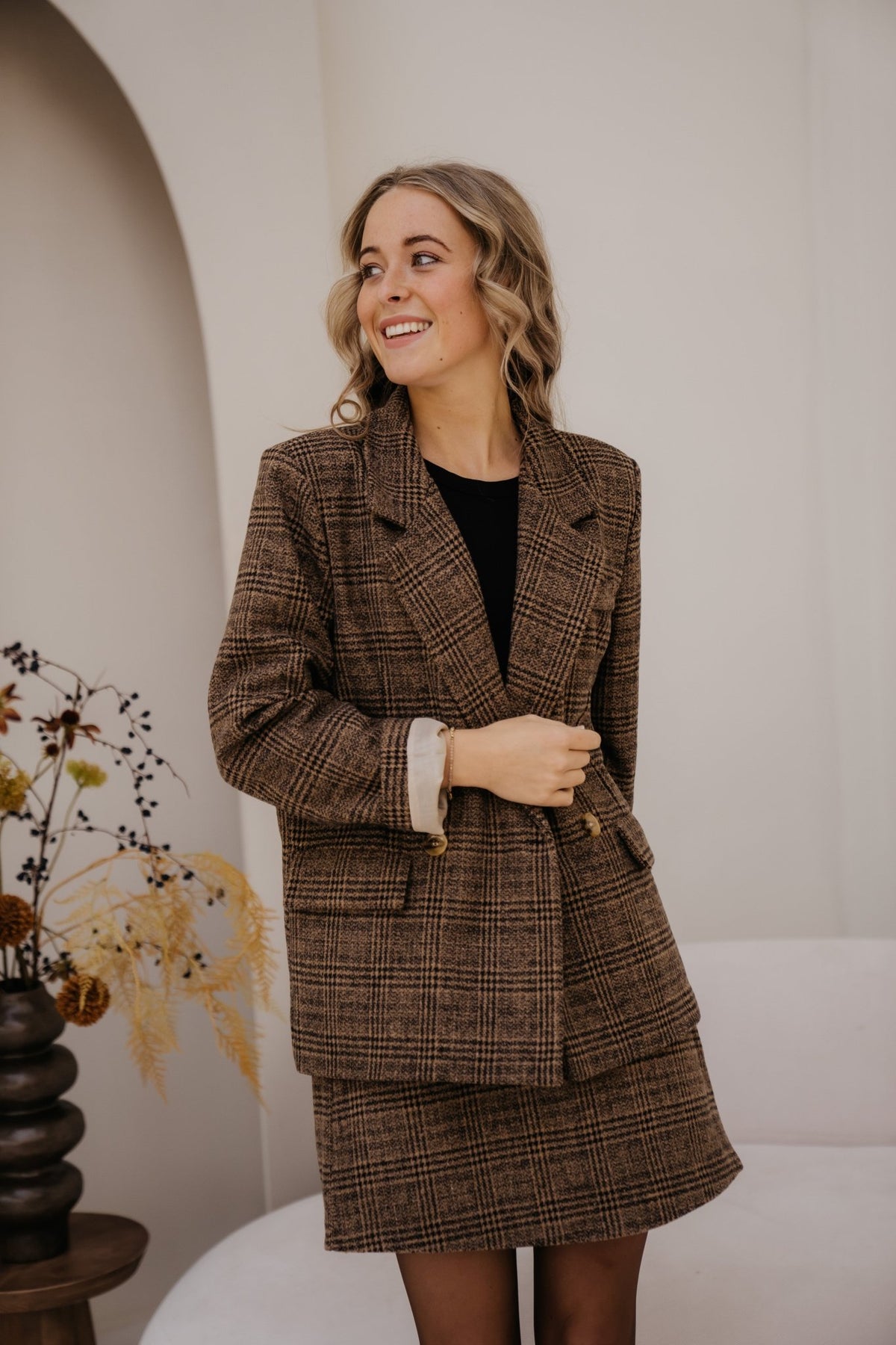 Barb check skirt brown - Bij Keesje - Bij Keesje - Rok