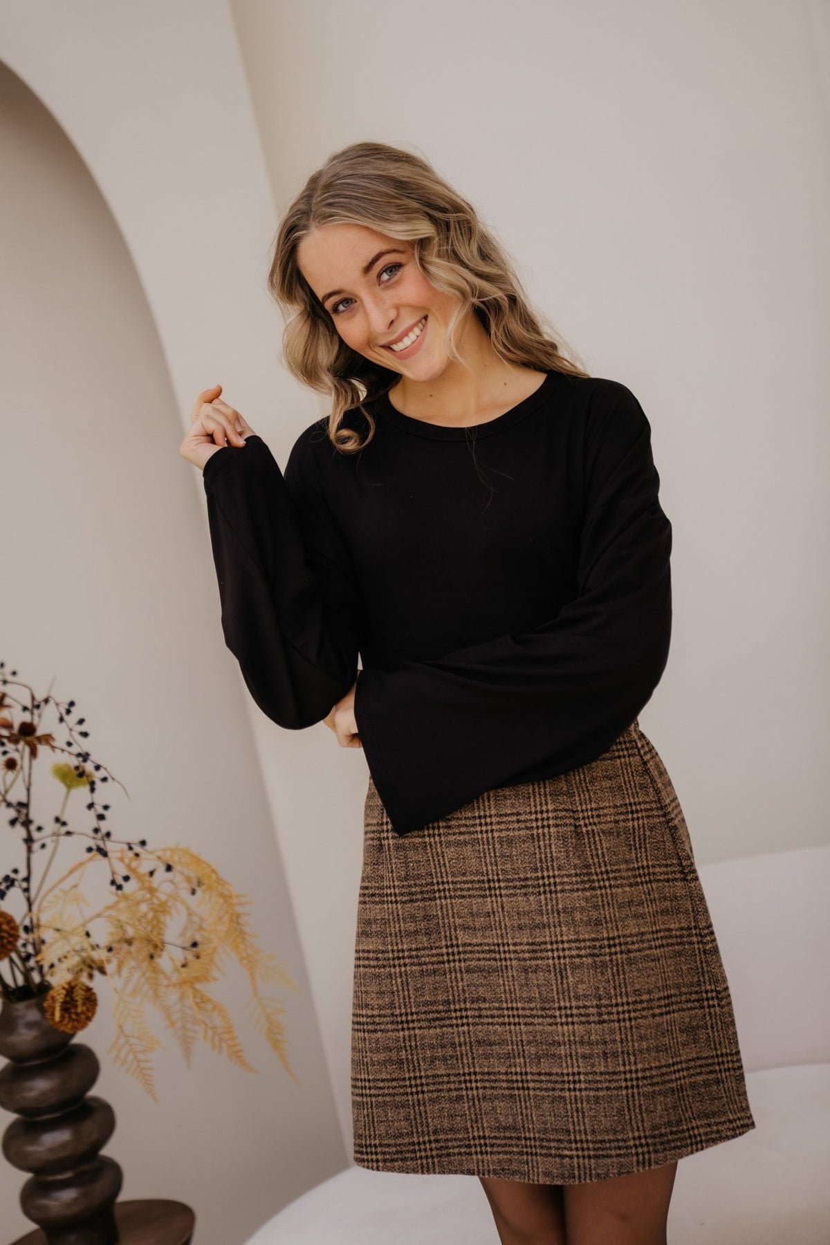 Barb check skirt brown - Bij Keesje - Bij Keesje - Rok