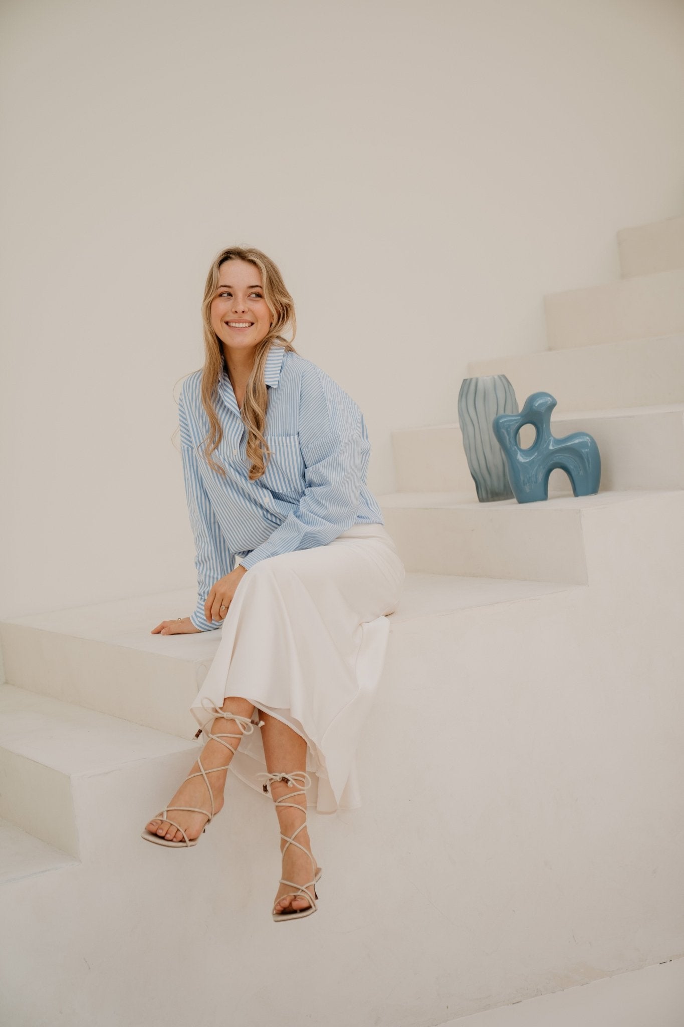 Blouse striped multi blue - white - Bij Keesje - Esqualo - Blouse