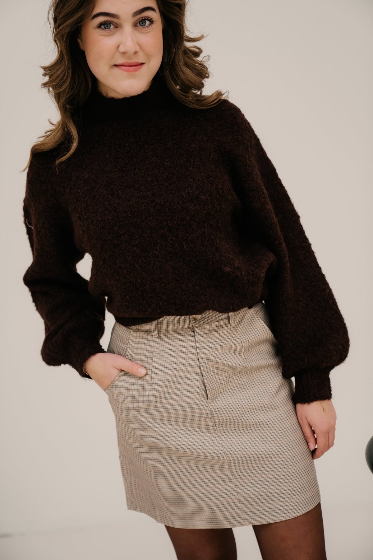 Brielle knitted sweater Dark Brown - Bij Keesje - YDENCE - Trui