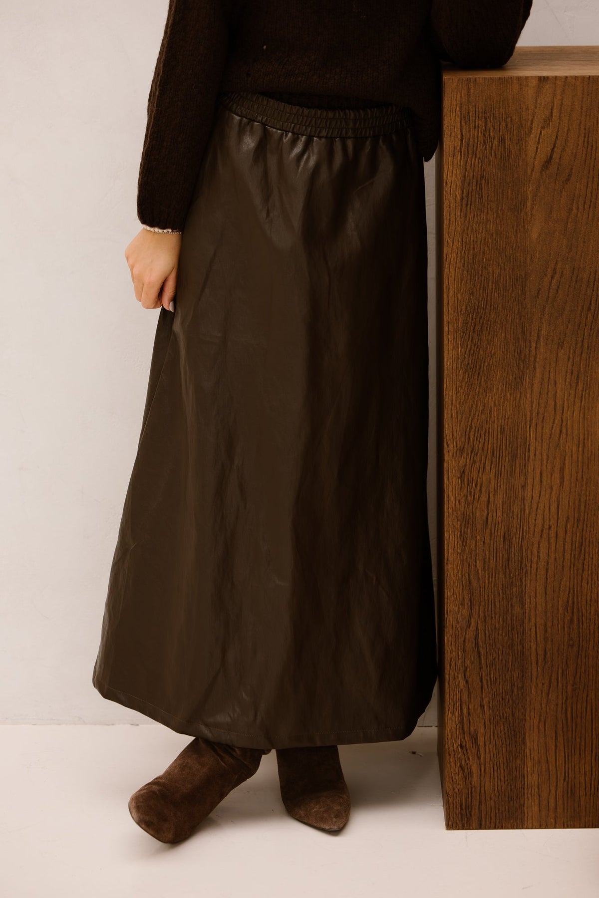 Celine leather skirt brown - Bij Keesje - Bij Keesje - Rok